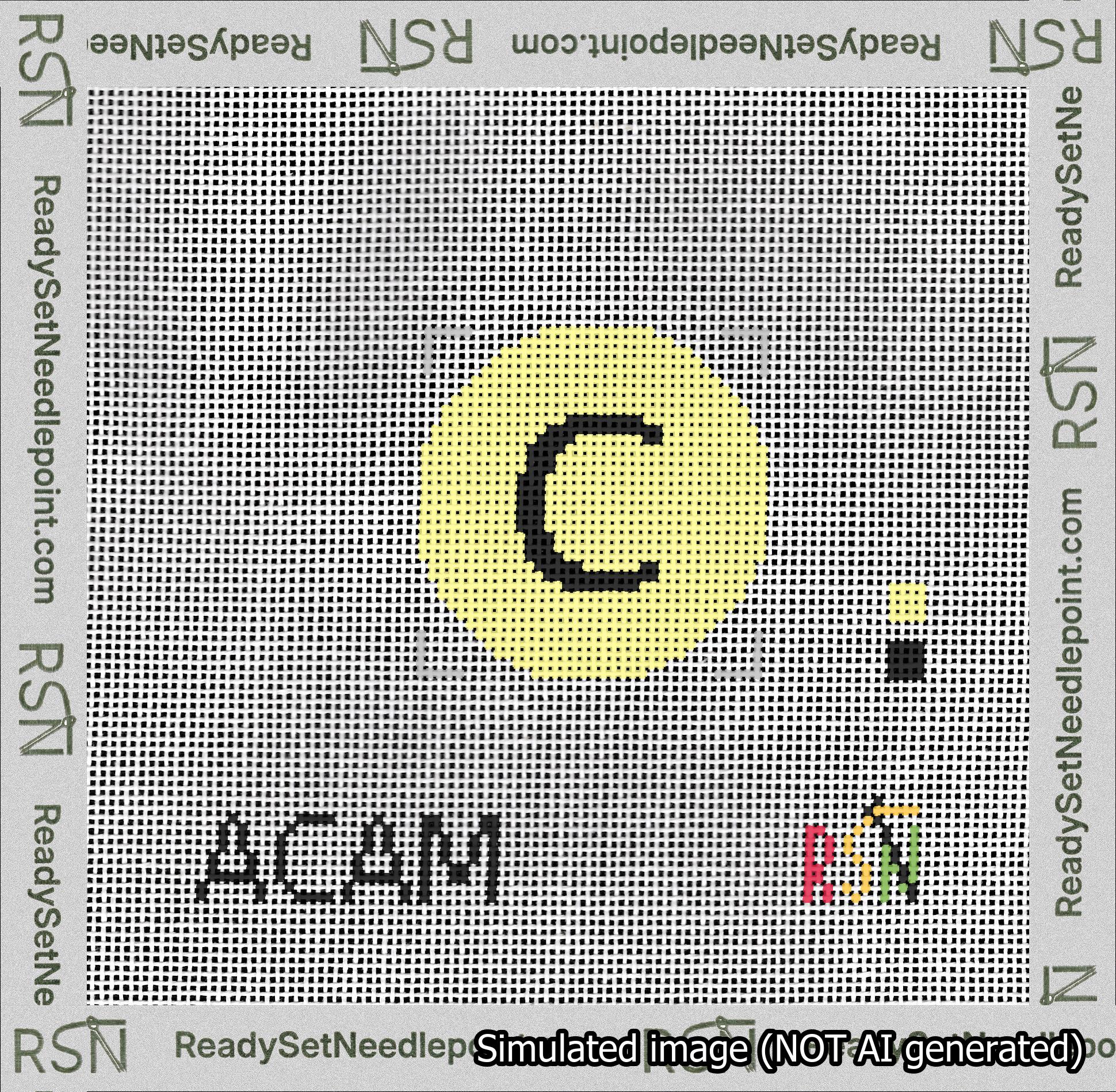Circle Initial C Needlepoint Canvas Design