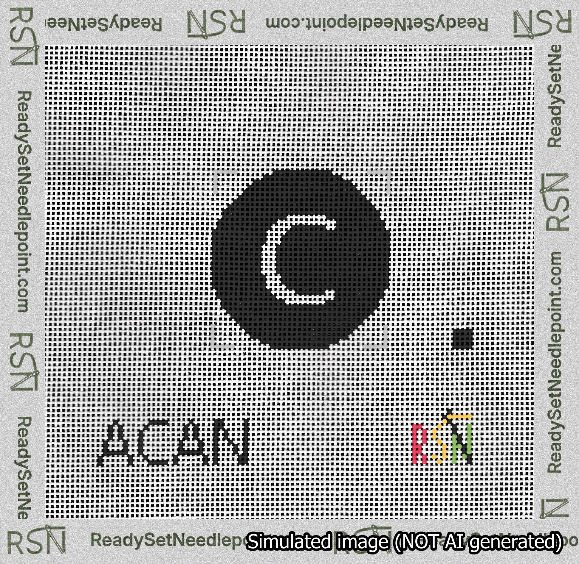 Circle Initial C Needlepoint Canvas Design