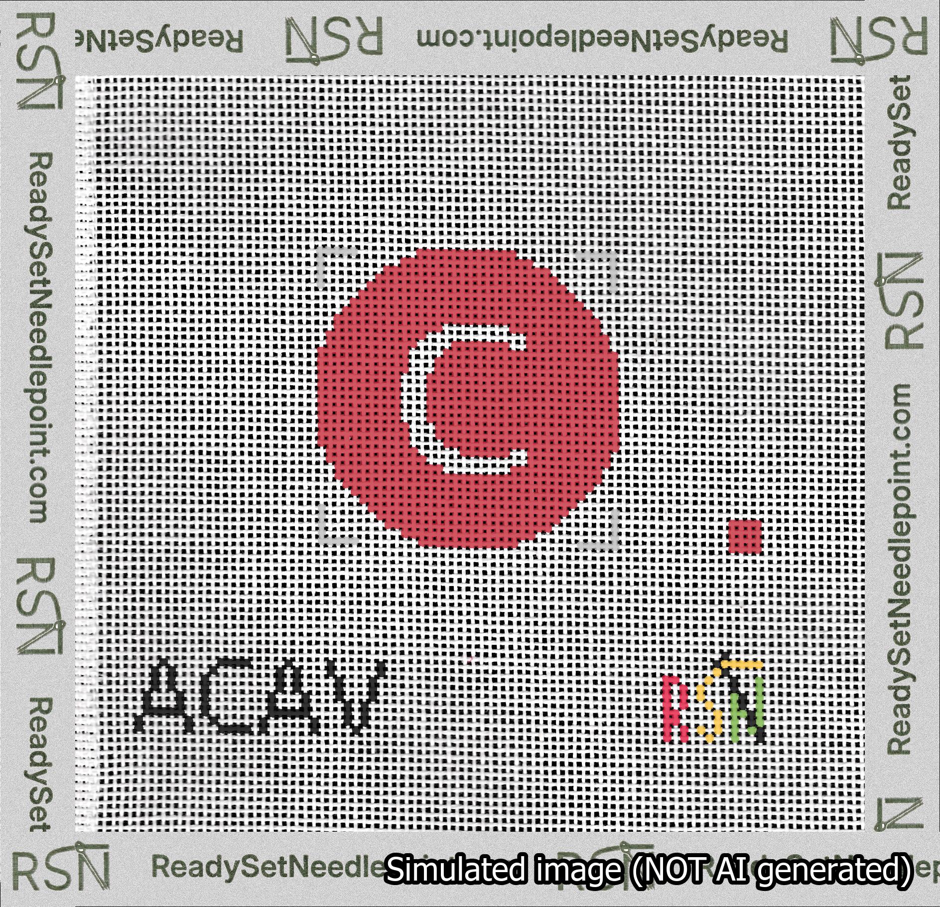 Circle Initial C Needlepoint Canvas Design