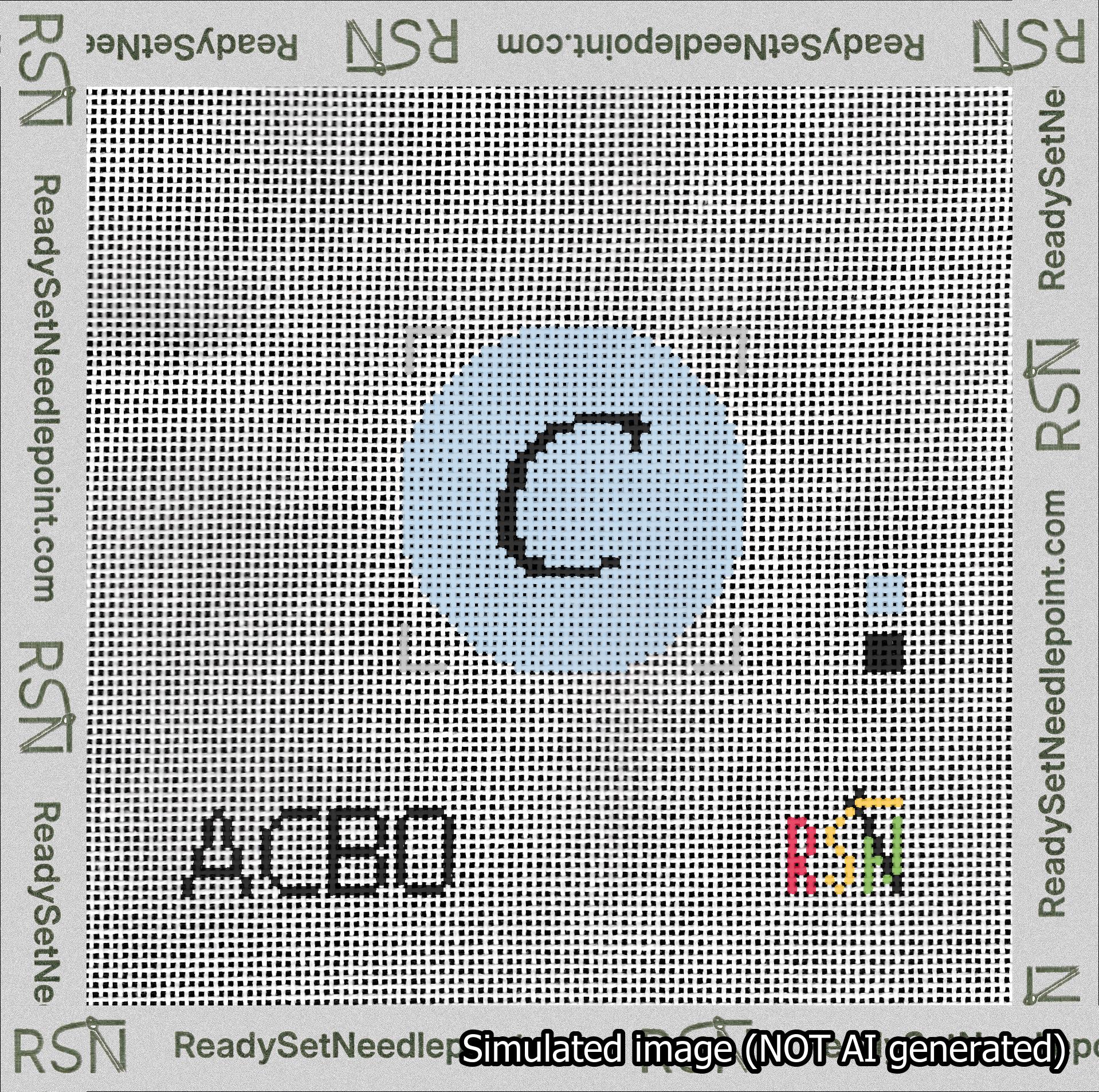 Circle Initial C Needlepoint Canvas Design
