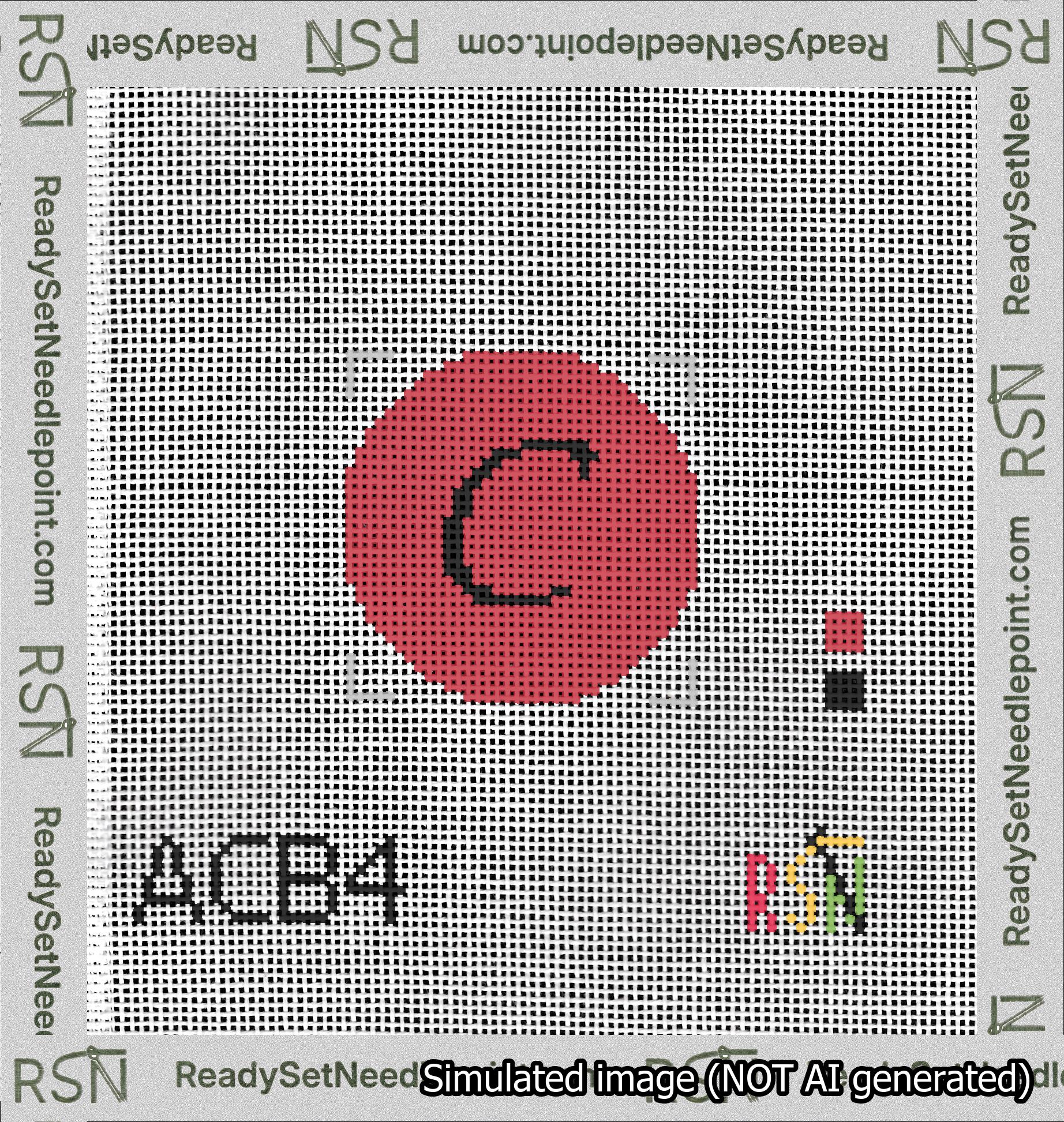 Circle Initial C Needlepoint Canvas Design