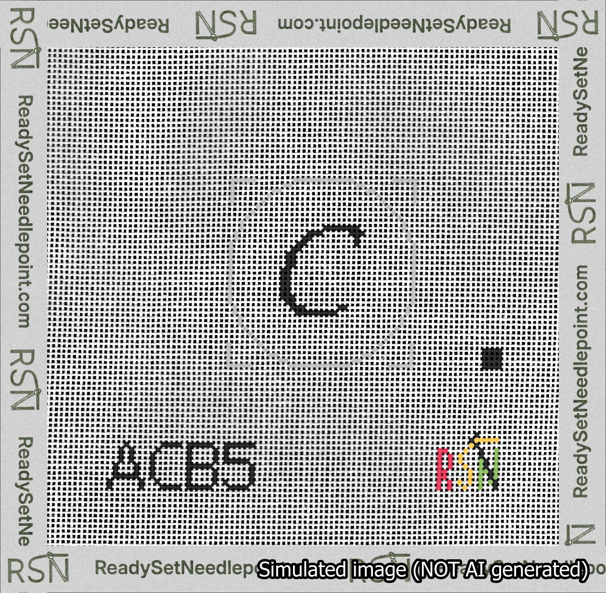 Circle Initial C Needlepoint Canvas Design