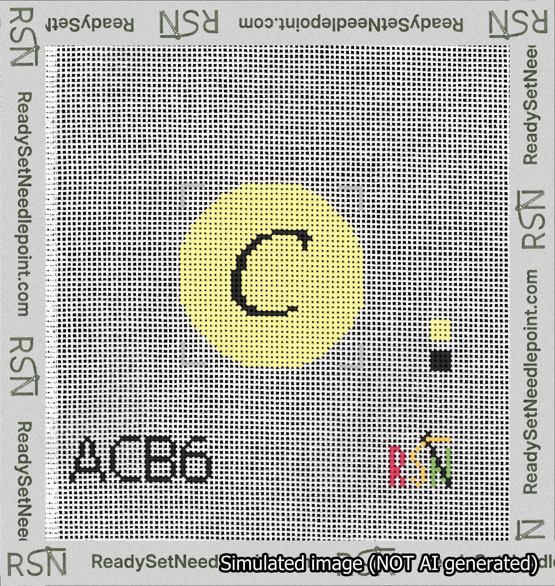 Circle Initial C Needlepoint Canvas Design