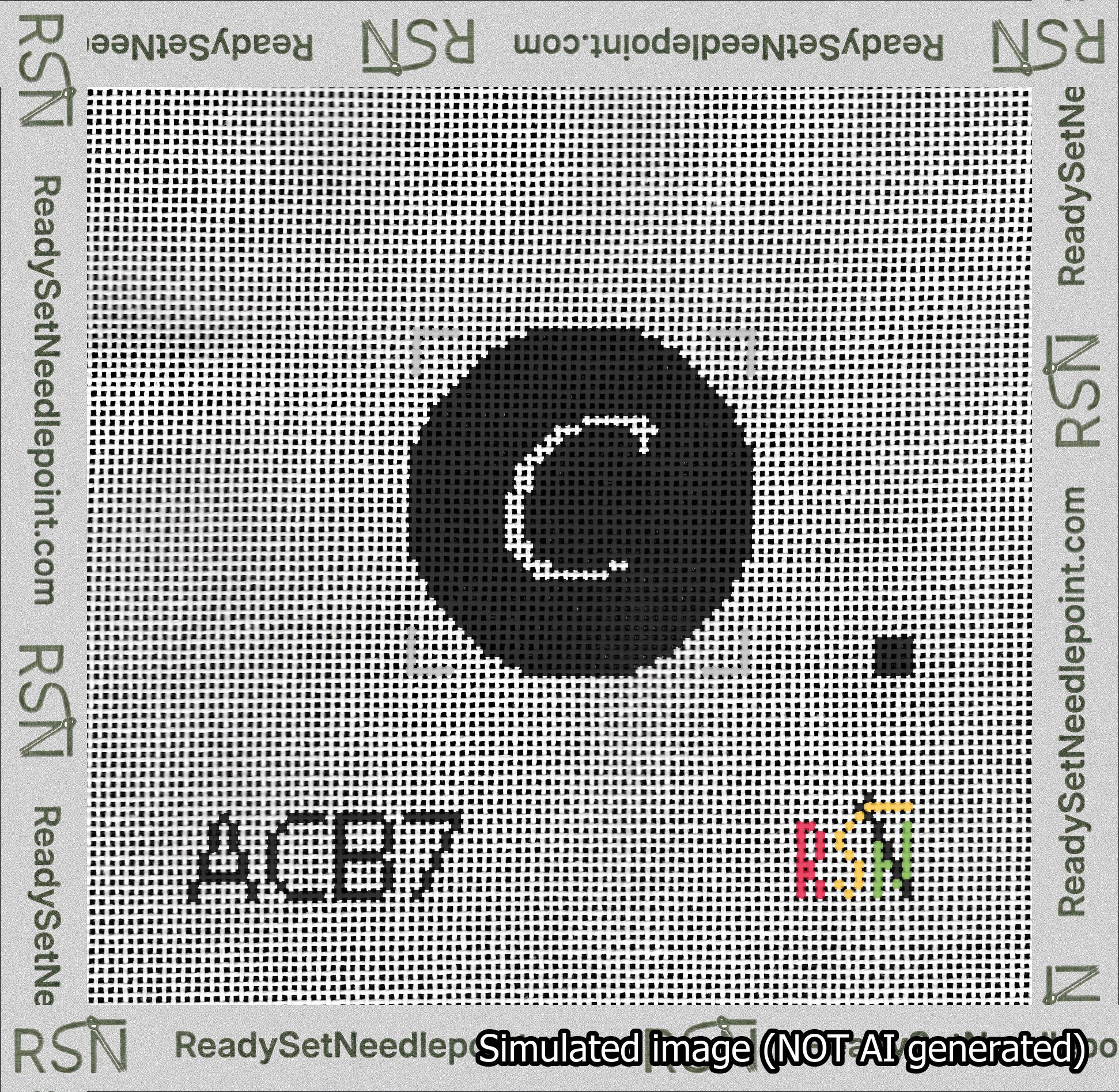 Circle Initial C Needlepoint Canvas Design