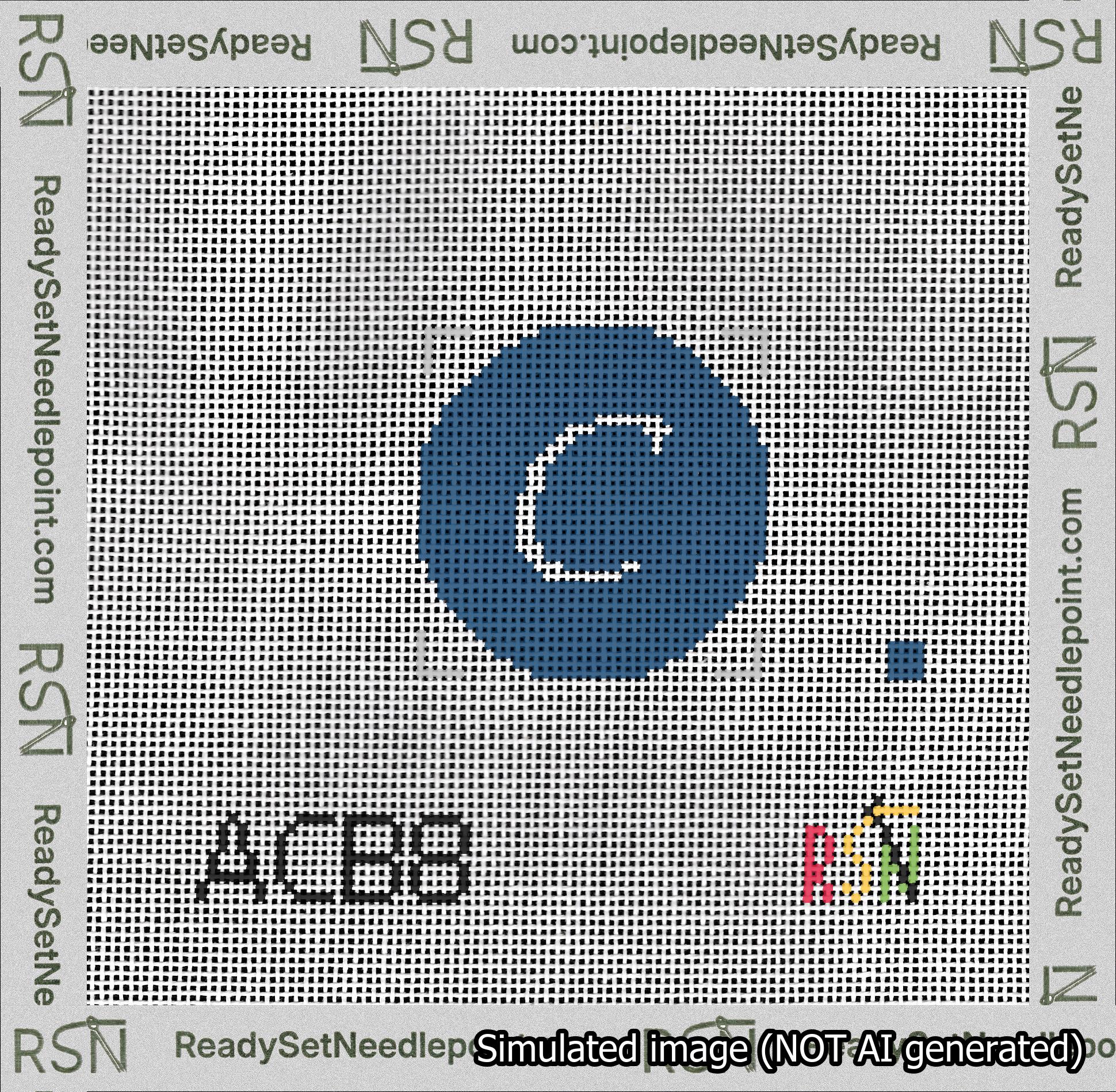 Circle Initial C Needlepoint Canvas Design