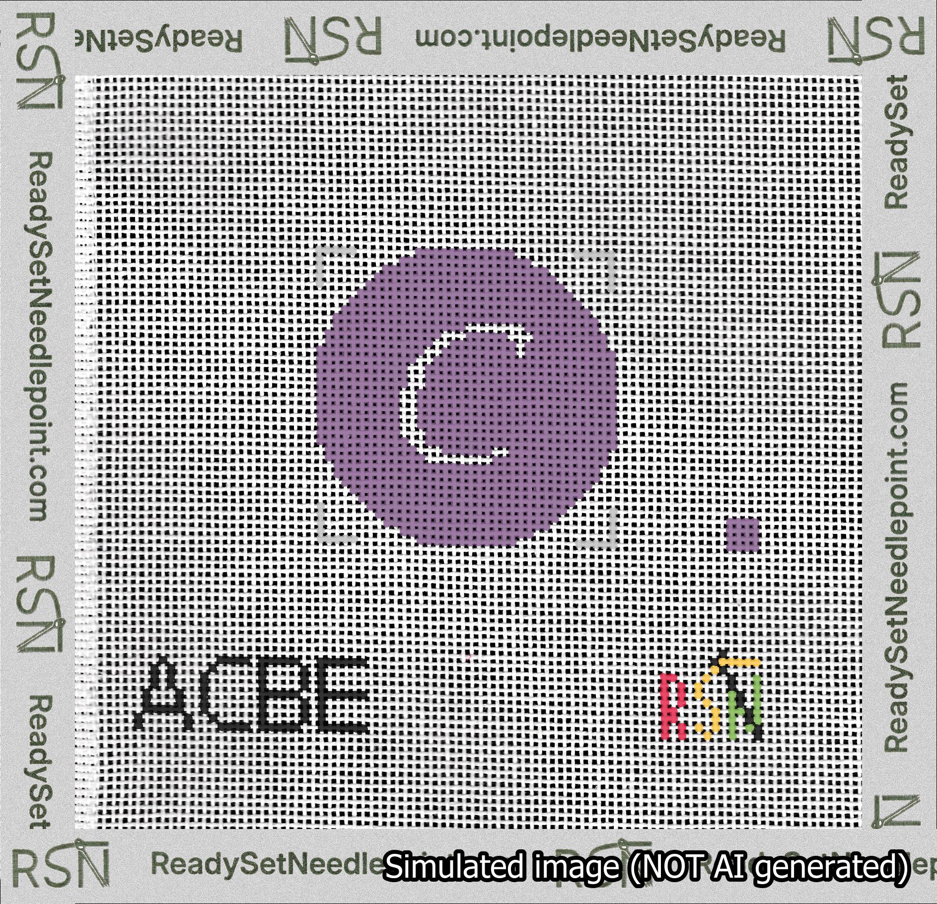 Circle Initial C Needlepoint Canvas Design