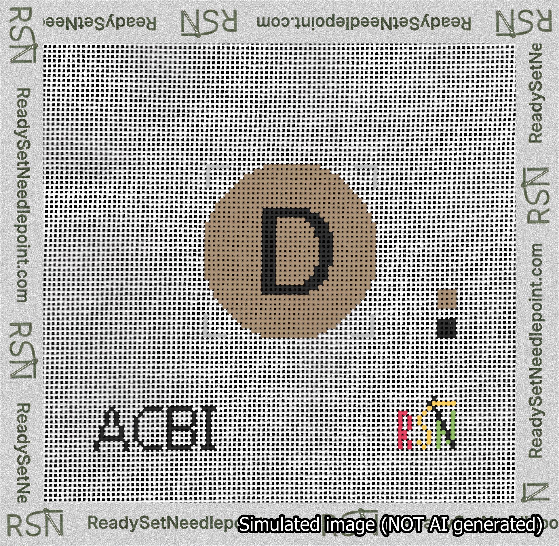 Circle Initial D Needlepoint Canvas Design