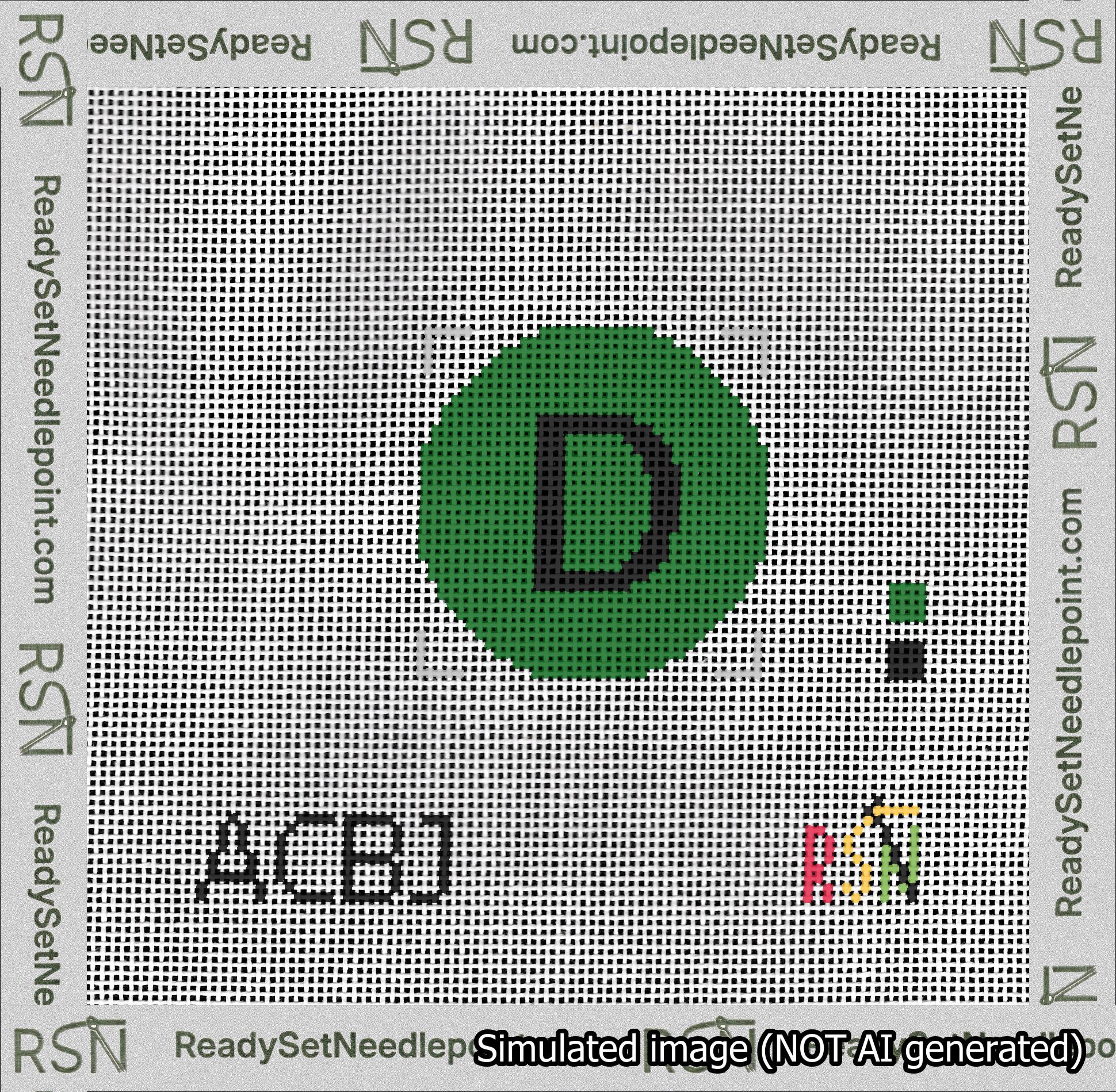 Circle Initial D Needlepoint Canvas Design