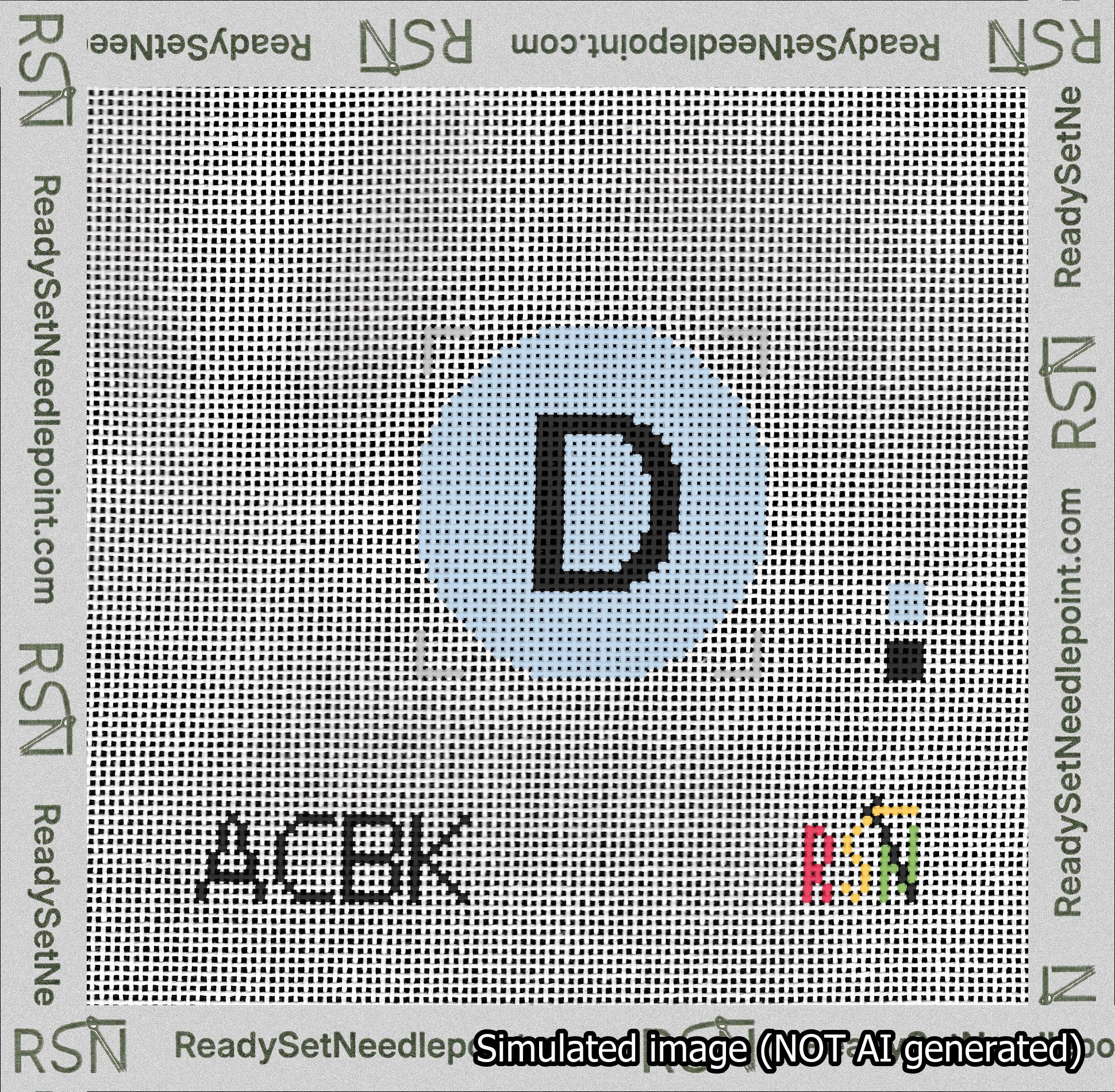 Circle Initial D Needlepoint Canvas Design