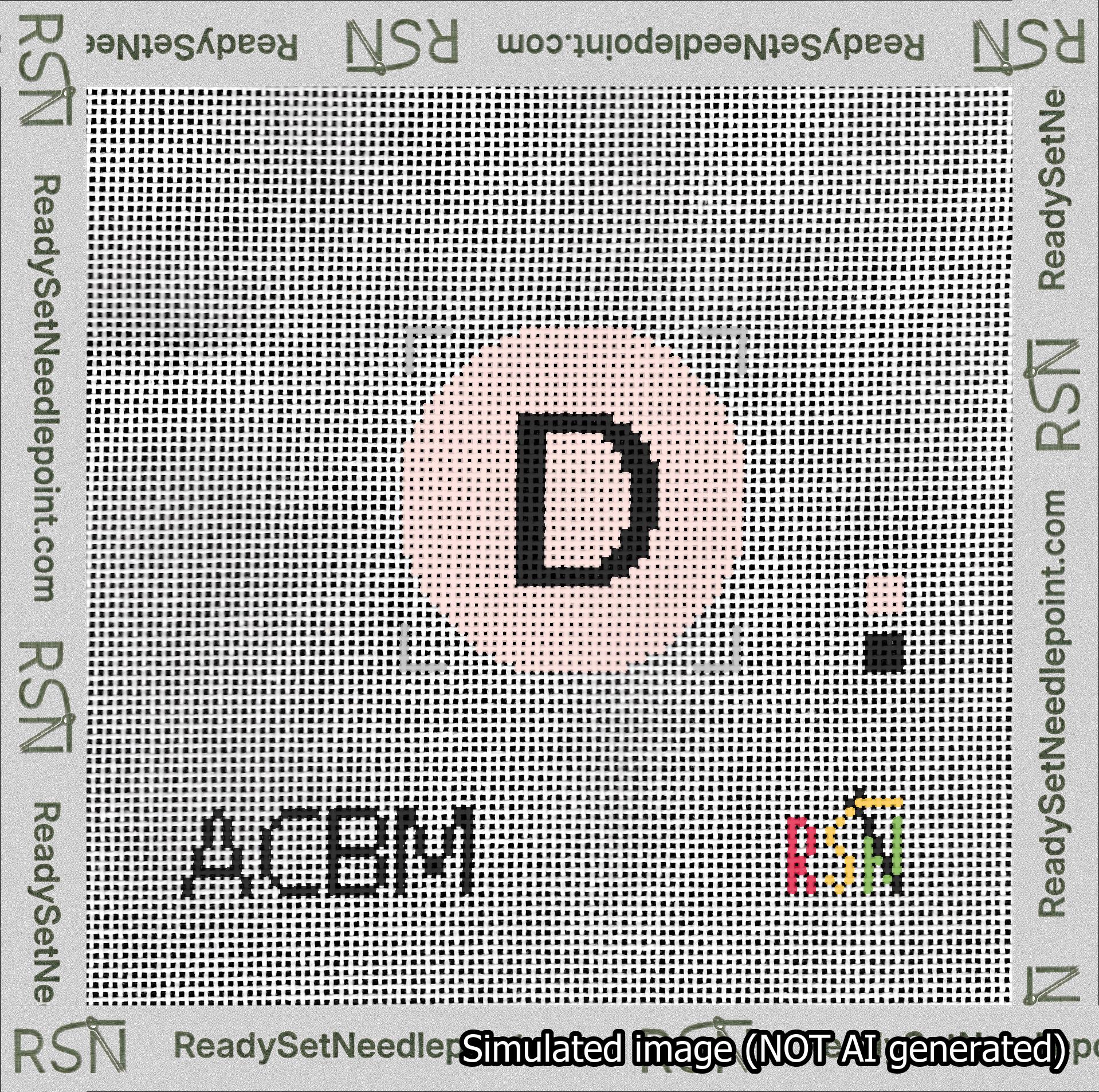 Circle Initial D Needlepoint Canvas Design