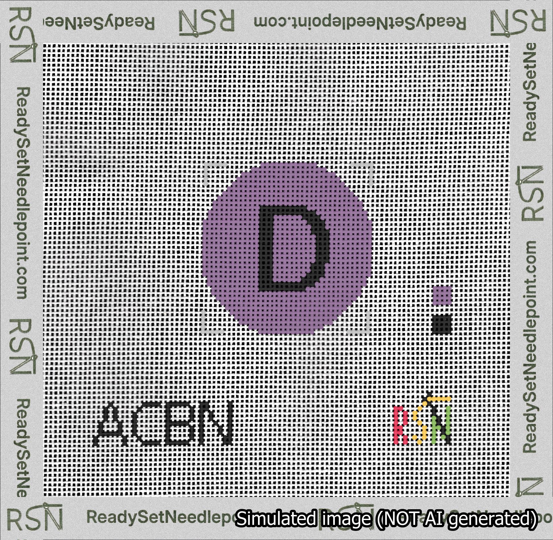 Circle Initial D Needlepoint Canvas Design