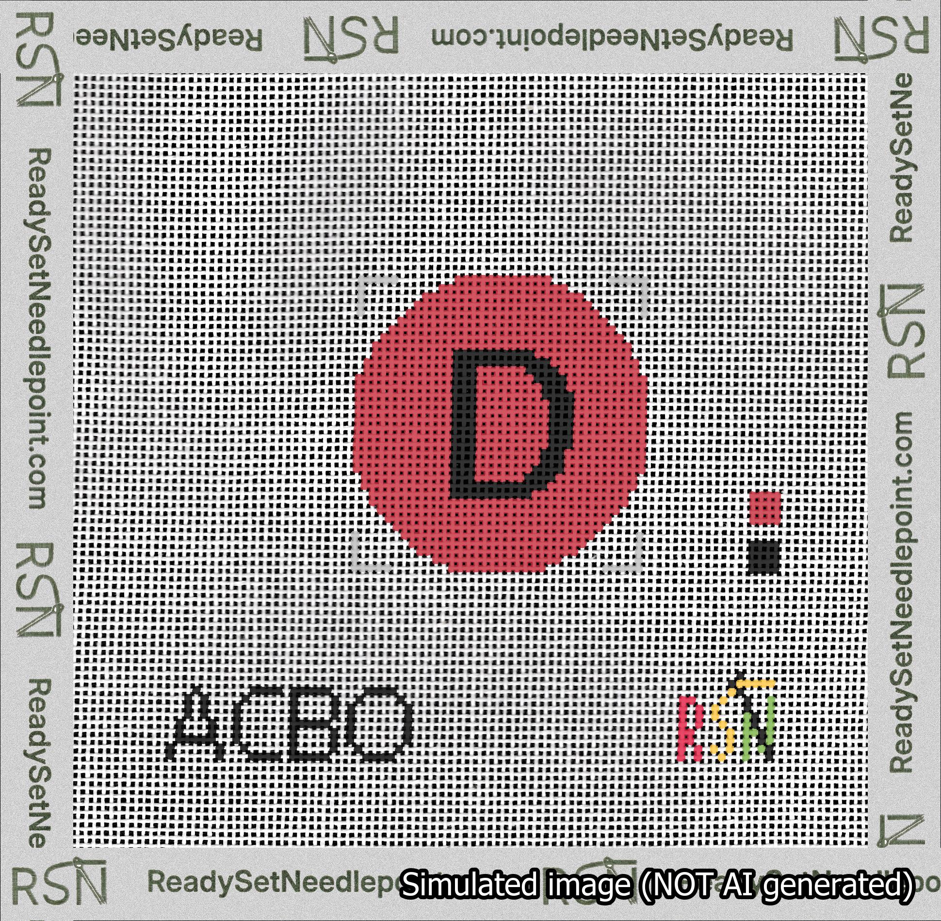 Circle Initial D Needlepoint Canvas Design