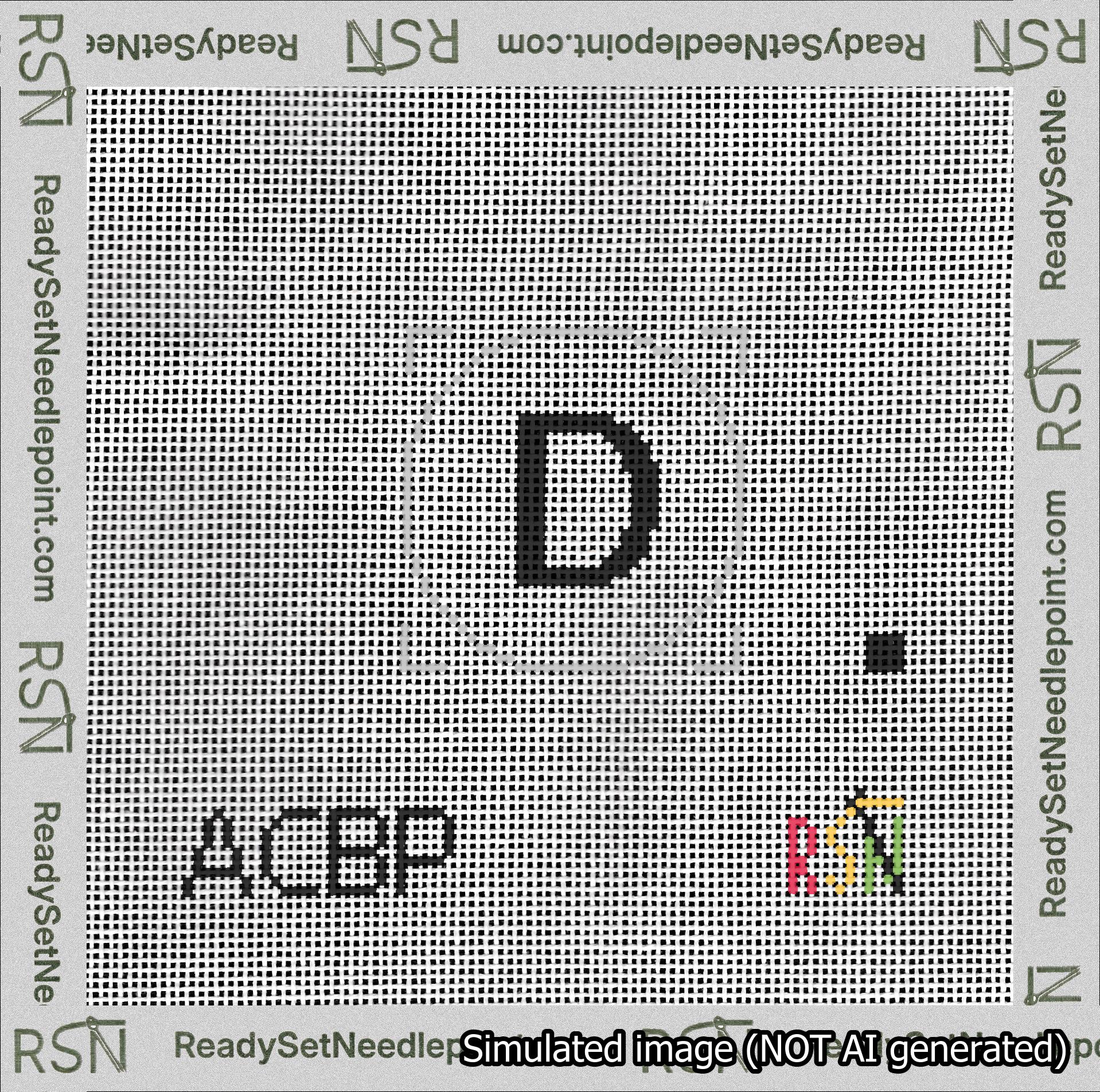 Circle Initial D Needlepoint Canvas Design