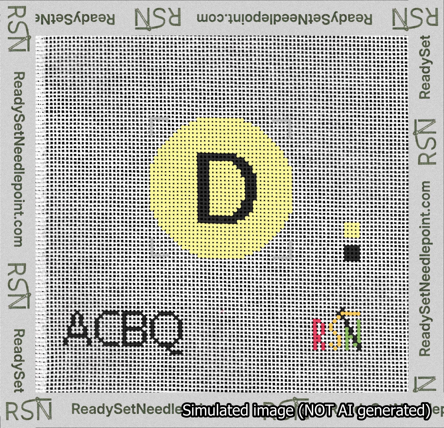 Circle Initial D Needlepoint Canvas Design