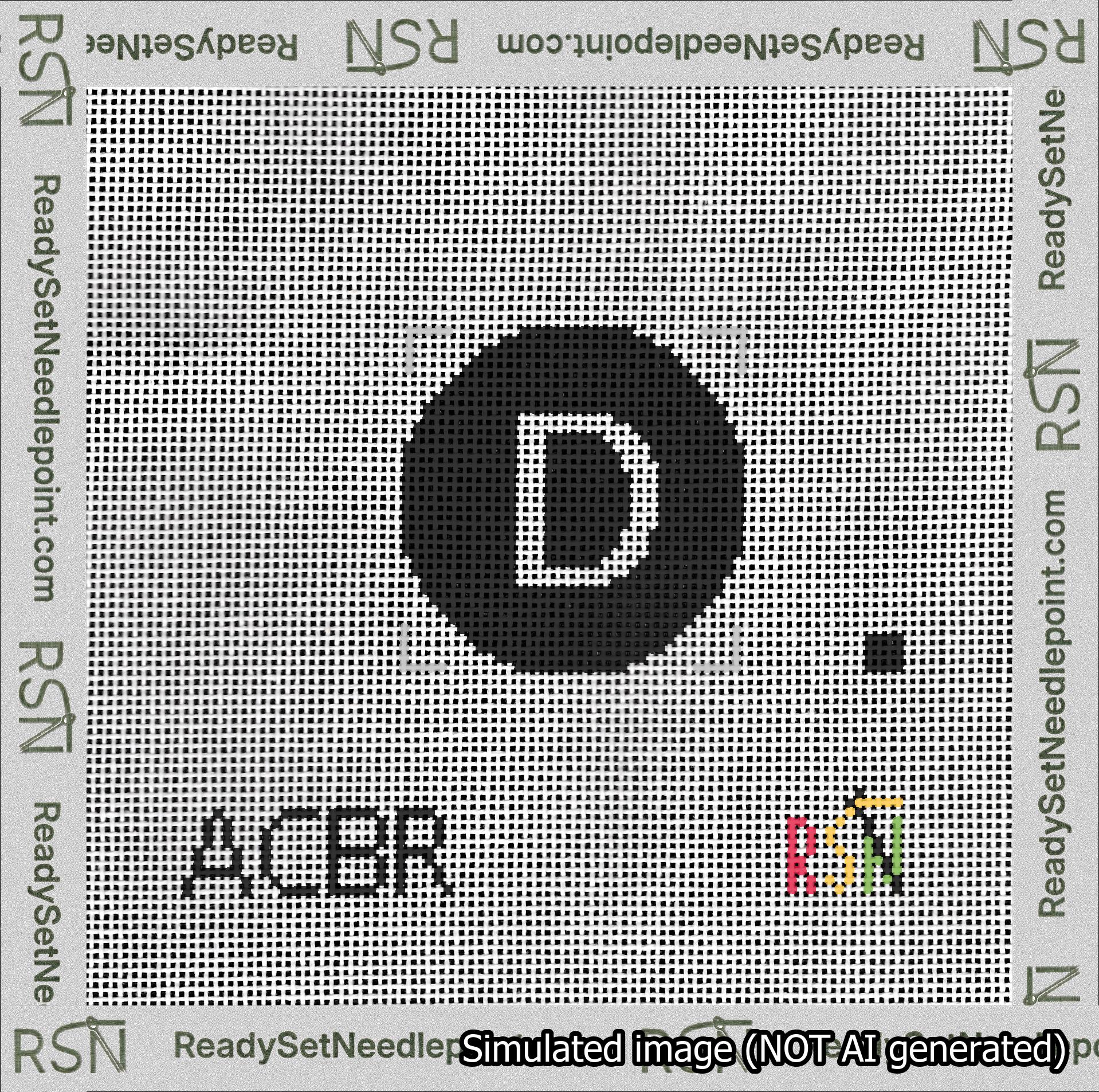 Circle Initial D Needlepoint Canvas Design
