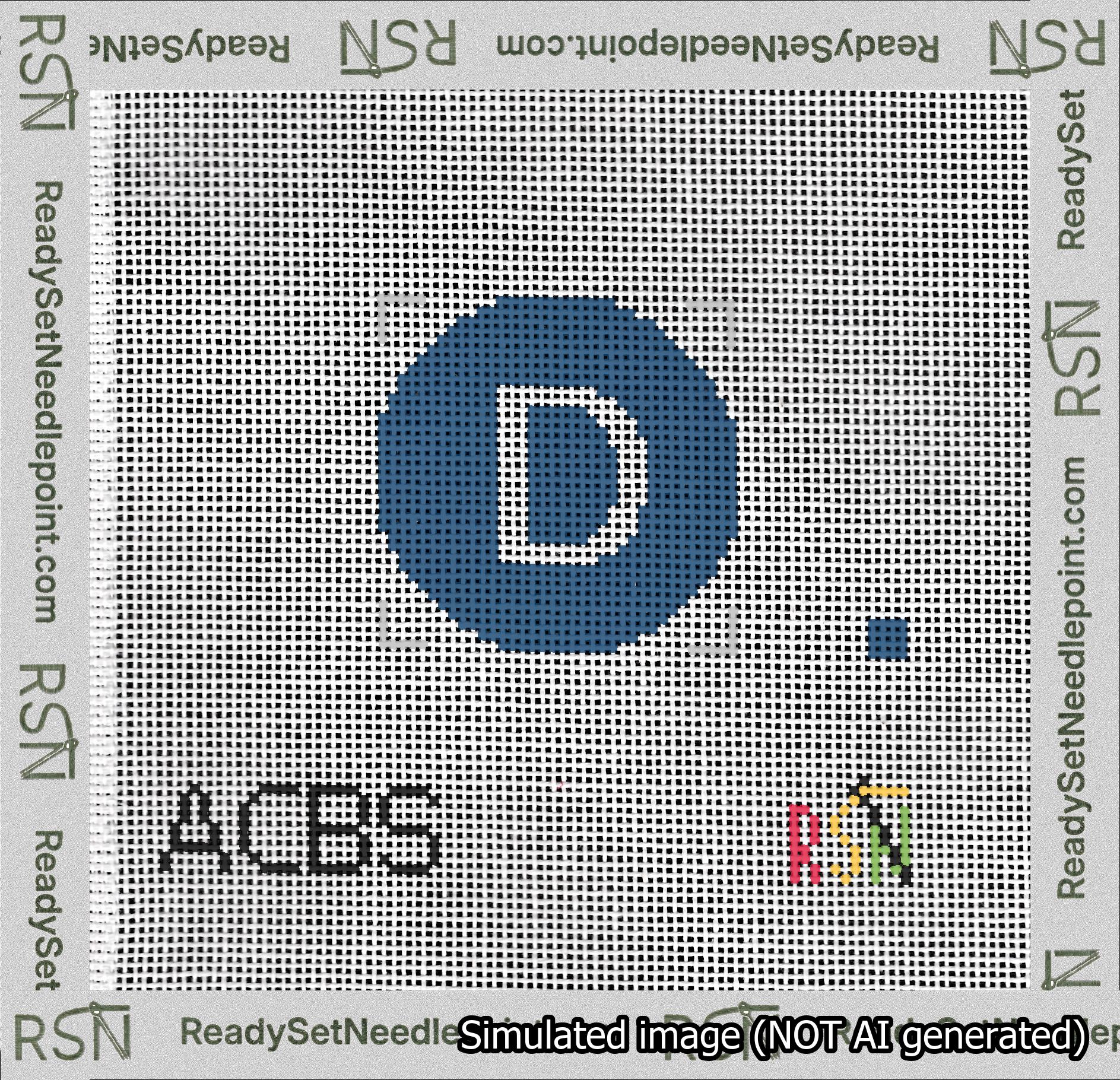 Circle Initial D Needlepoint Canvas Design