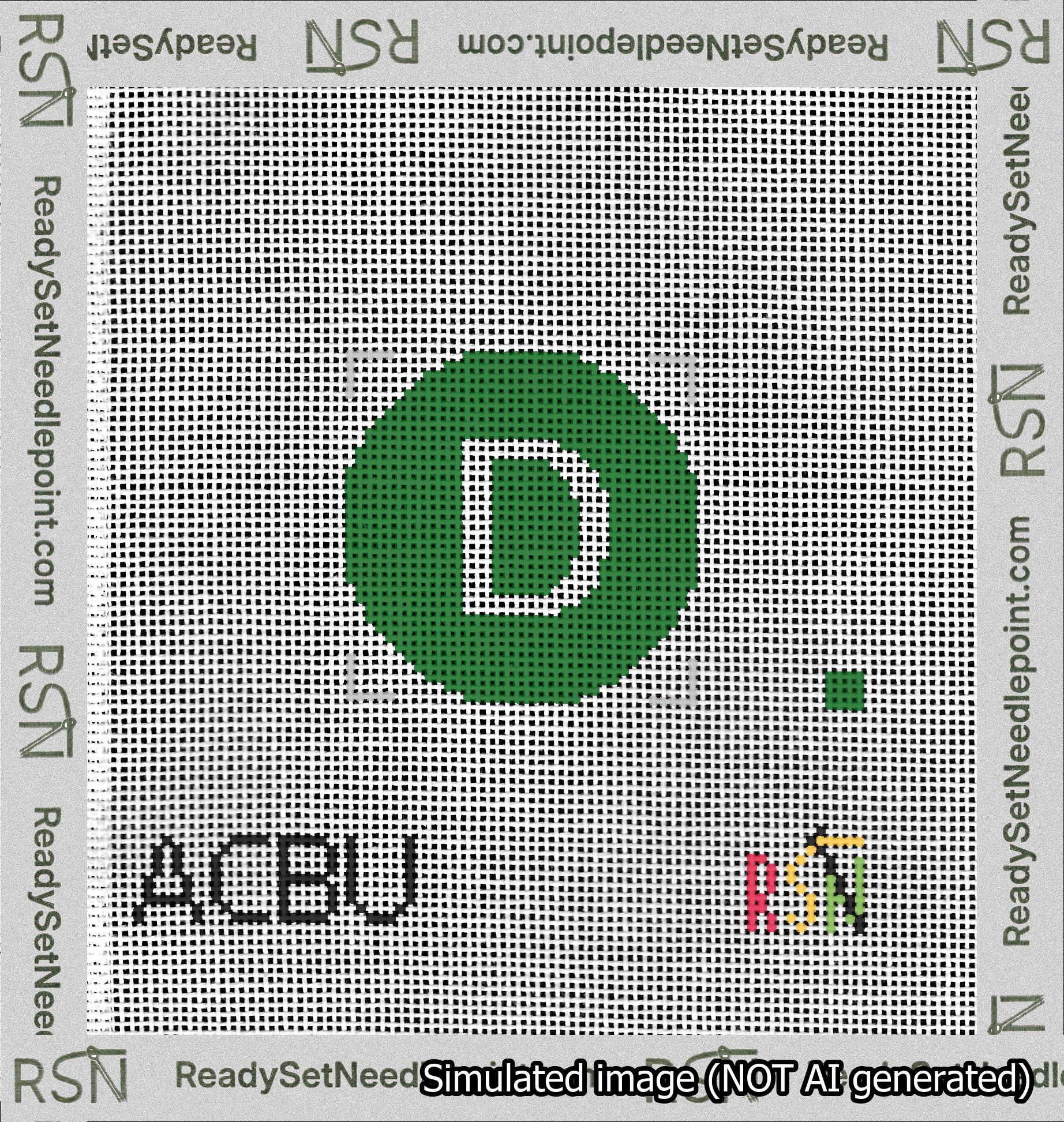 Circle Initial D Needlepoint Canvas Design