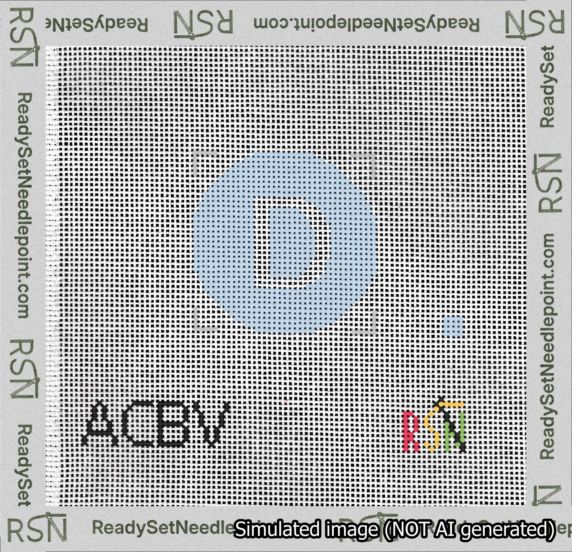 Circle Initial D Needlepoint Canvas Design