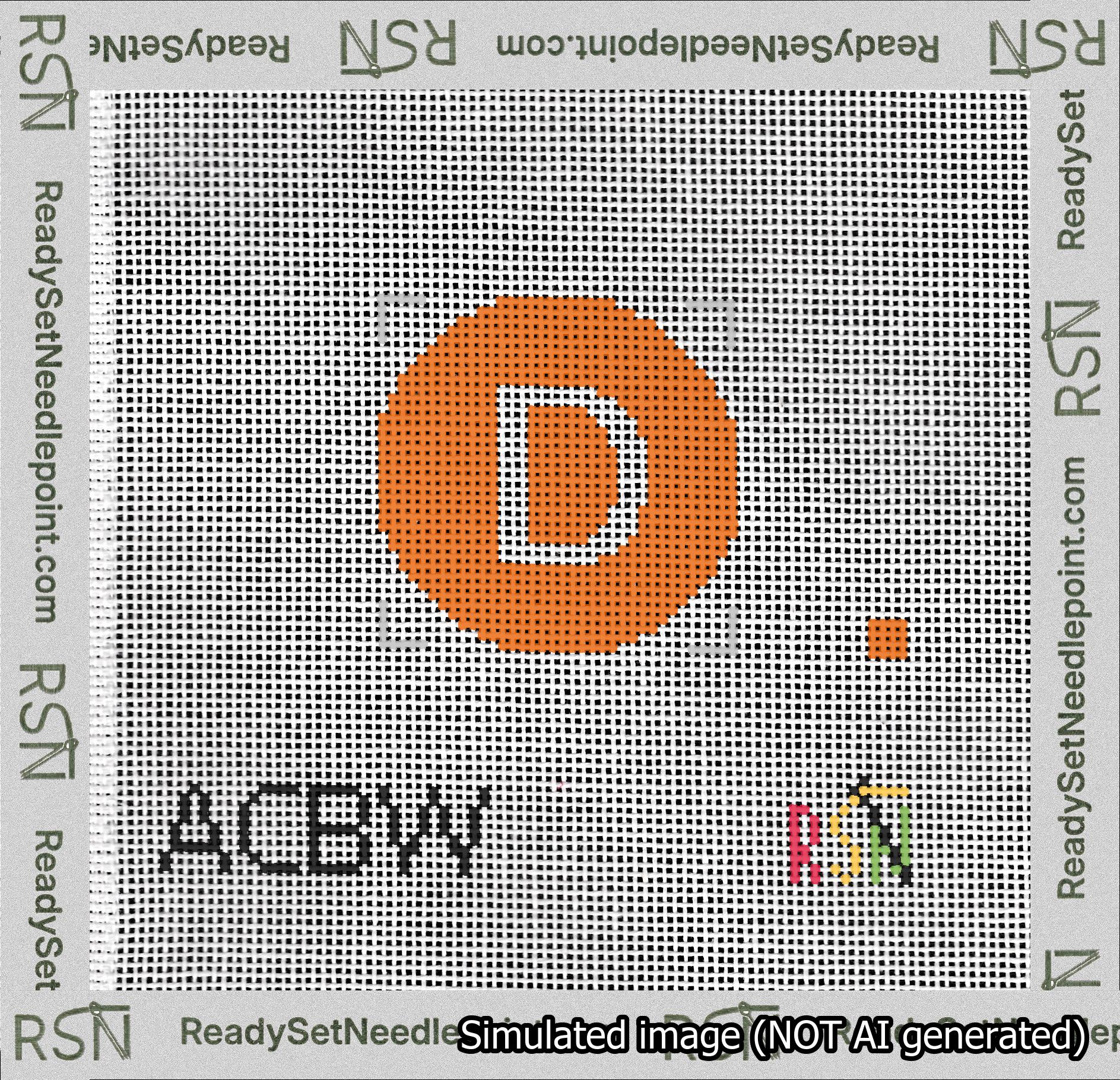 Circle Initial D Needlepoint Canvas Design