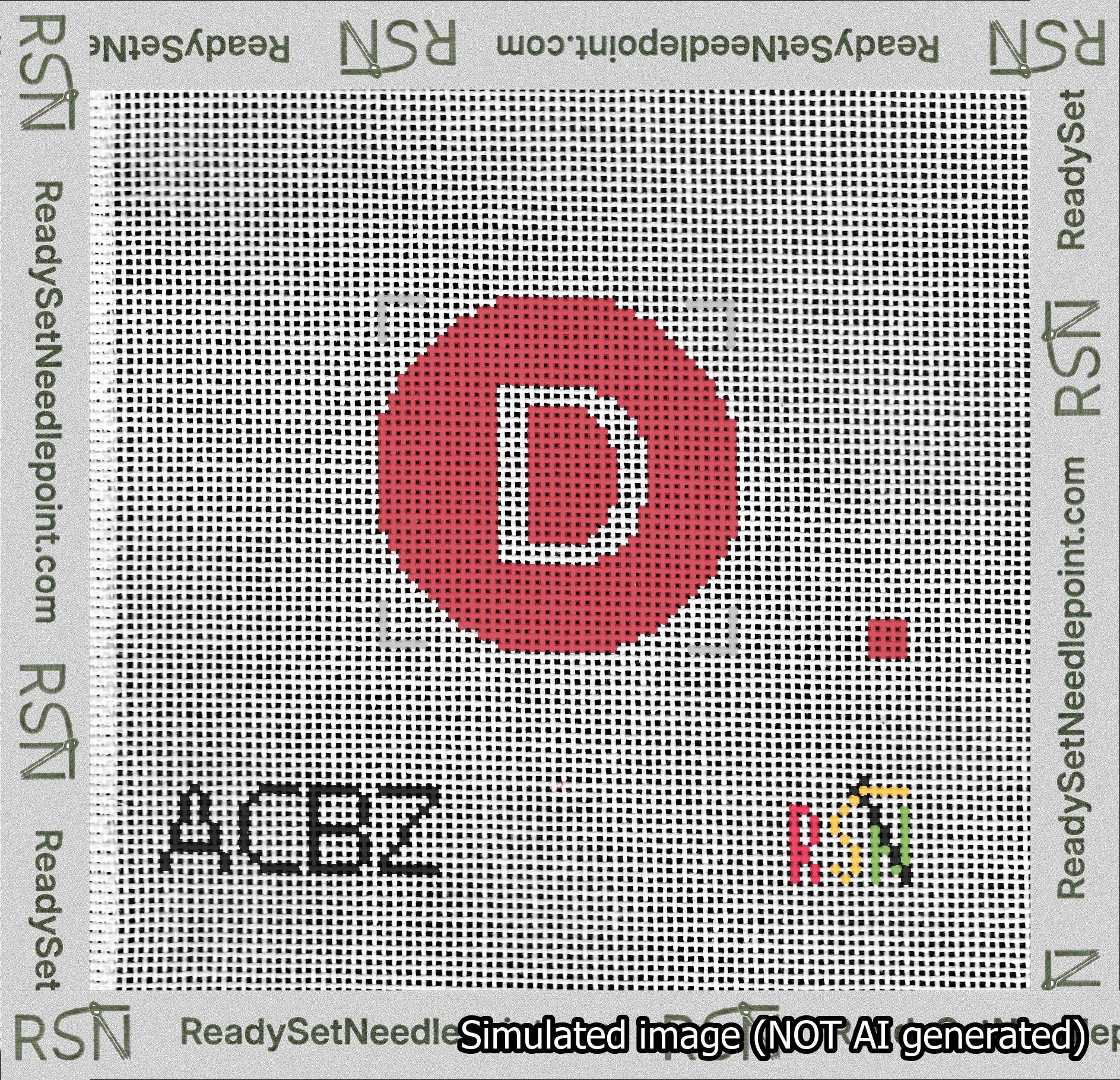Circle Initial D Needlepoint Canvas Design