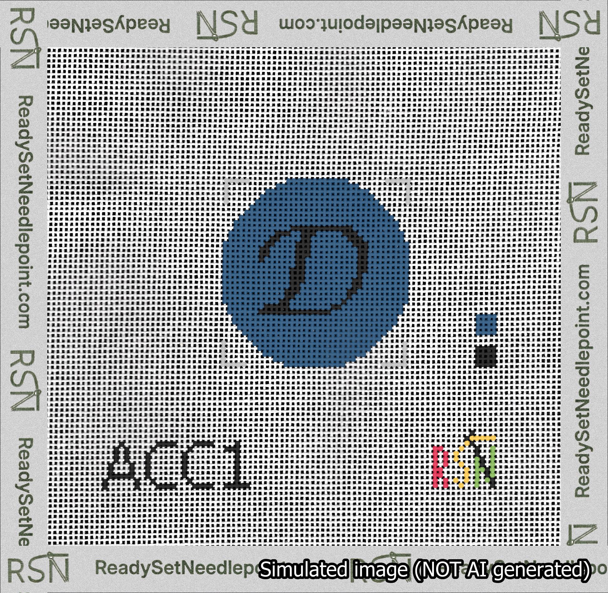 Circle Initial D Needlepoint Canvas Design
