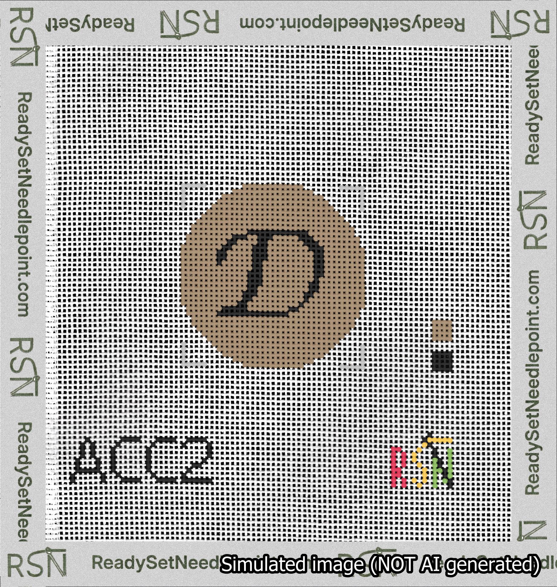 Circle Initial D Needlepoint Canvas Design