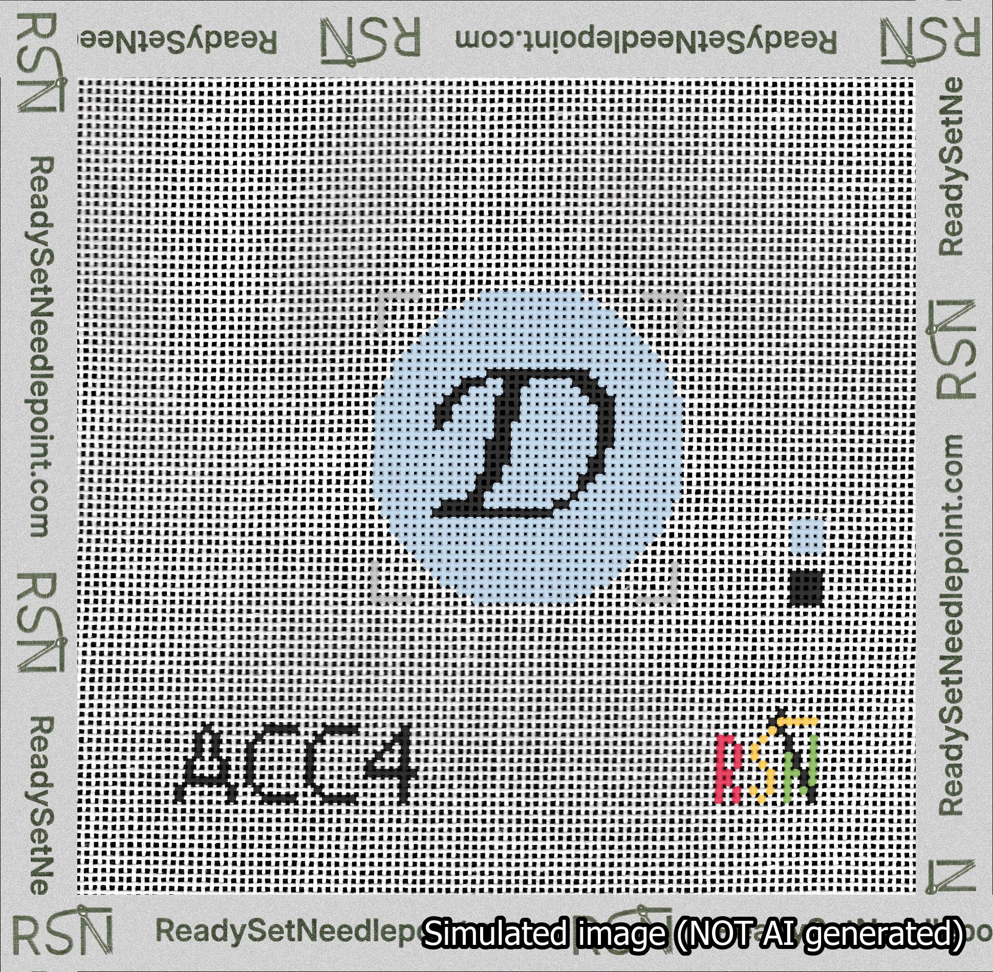 Circle Initial D Needlepoint Canvas Design