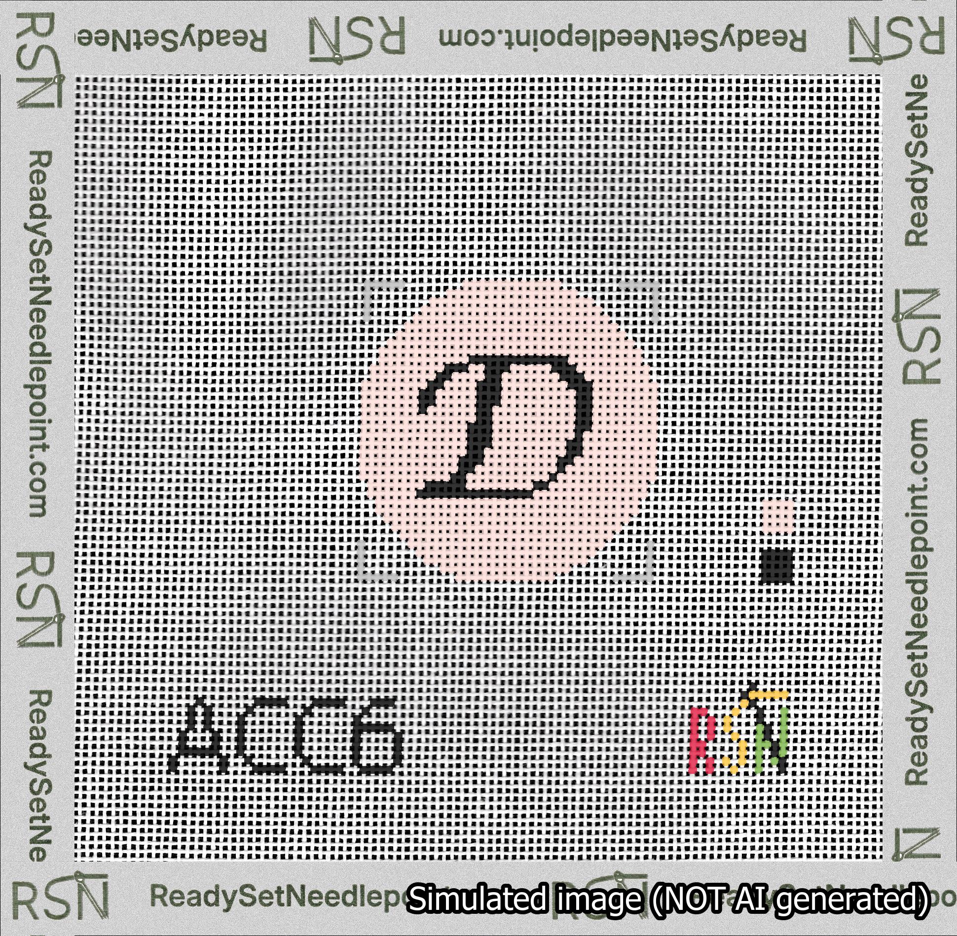 Circle Initial D Needlepoint Canvas Design