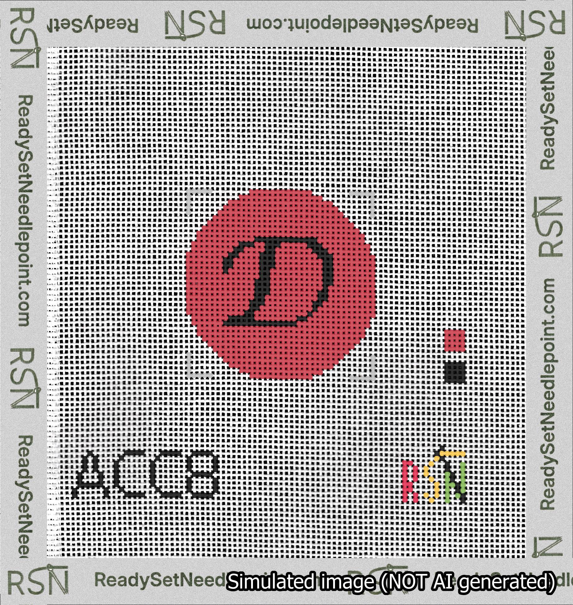 Circle Initial D Needlepoint Canvas Design