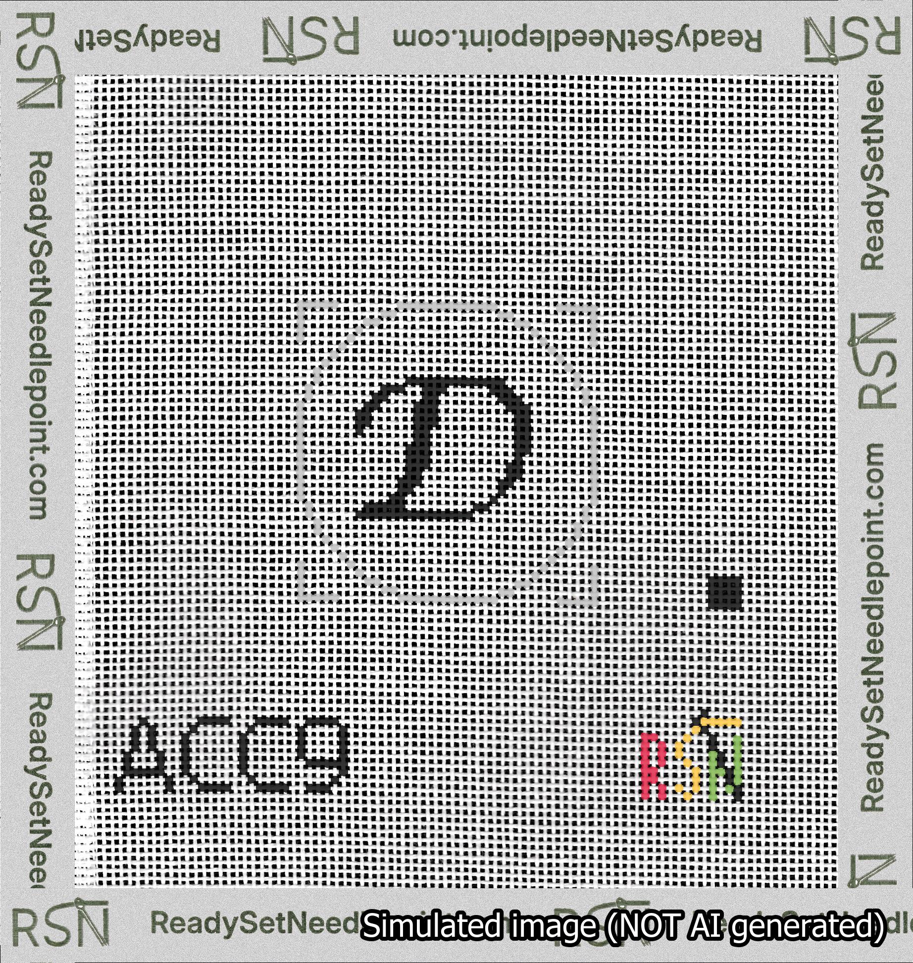 Circle Initial D Needlepoint Canvas Design