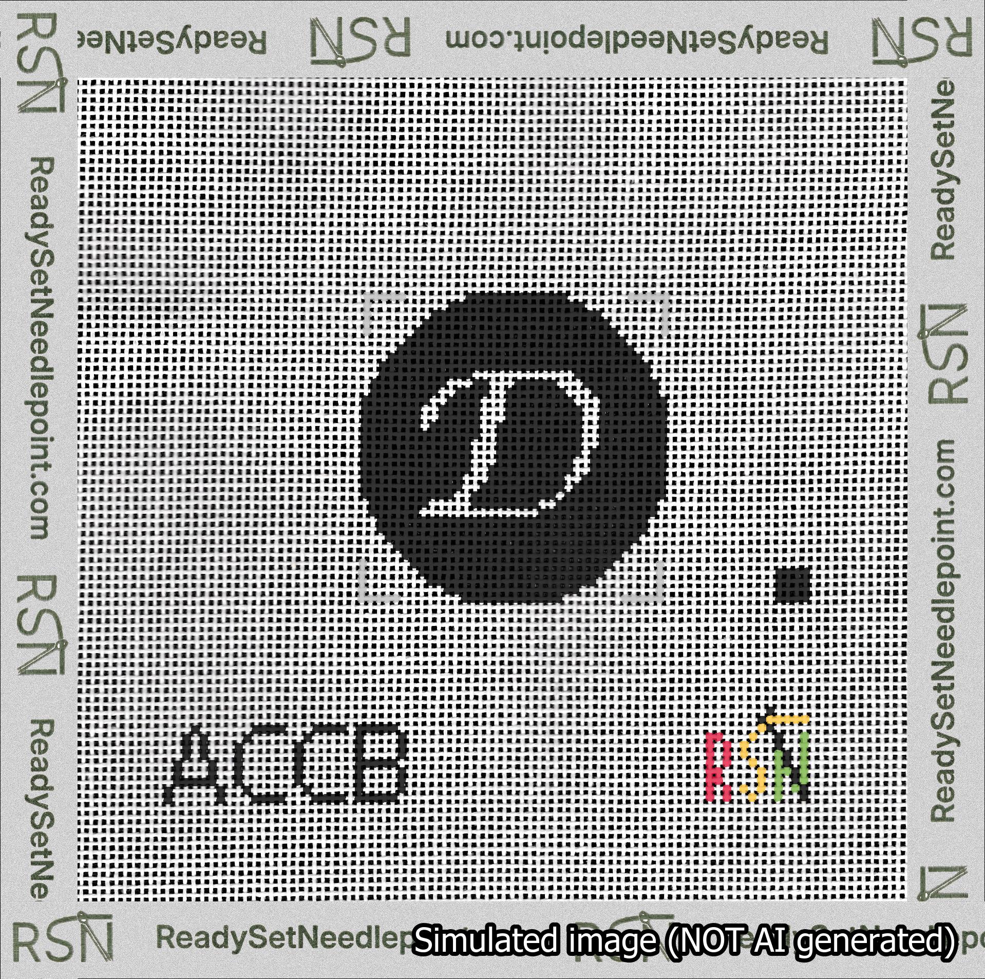 Circle Initial D Needlepoint Canvas Design