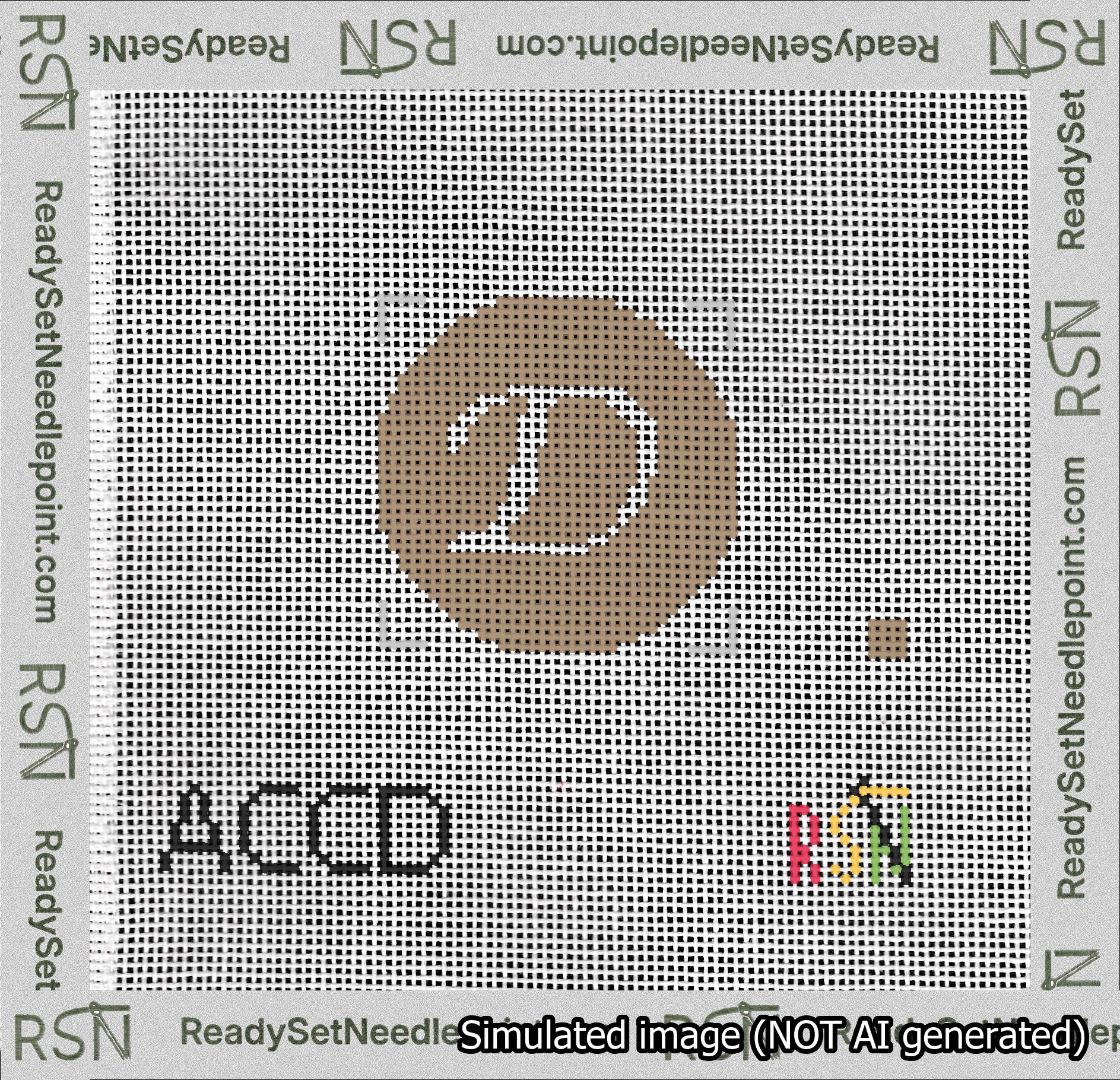 Circle Initial D Needlepoint Canvas Design