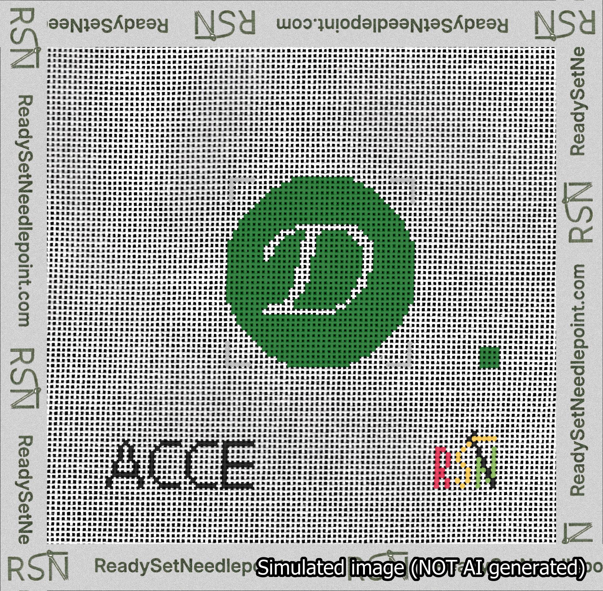 Circle Initial D Needlepoint Canvas Design