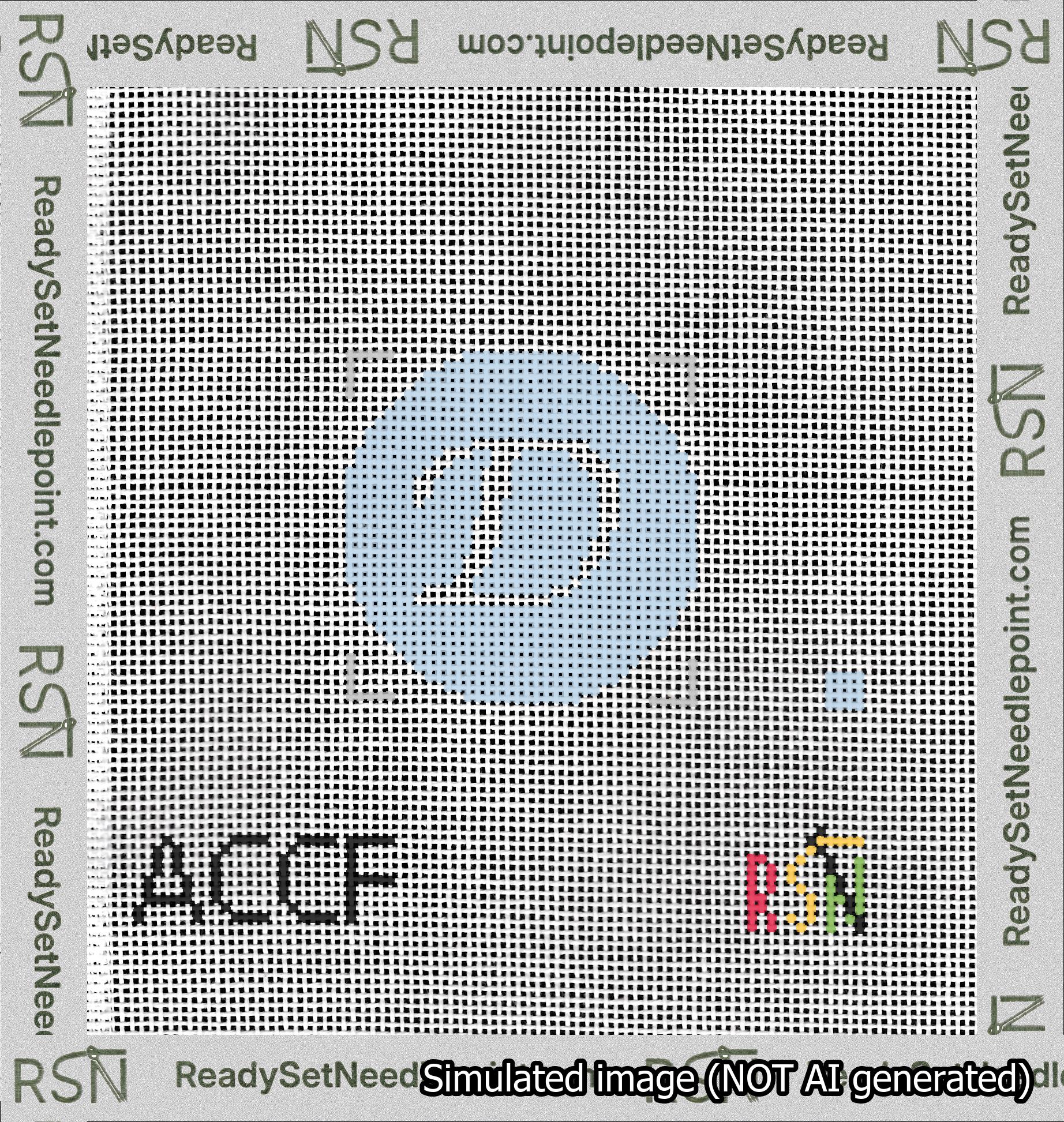 Circle Initial D Needlepoint Canvas Design