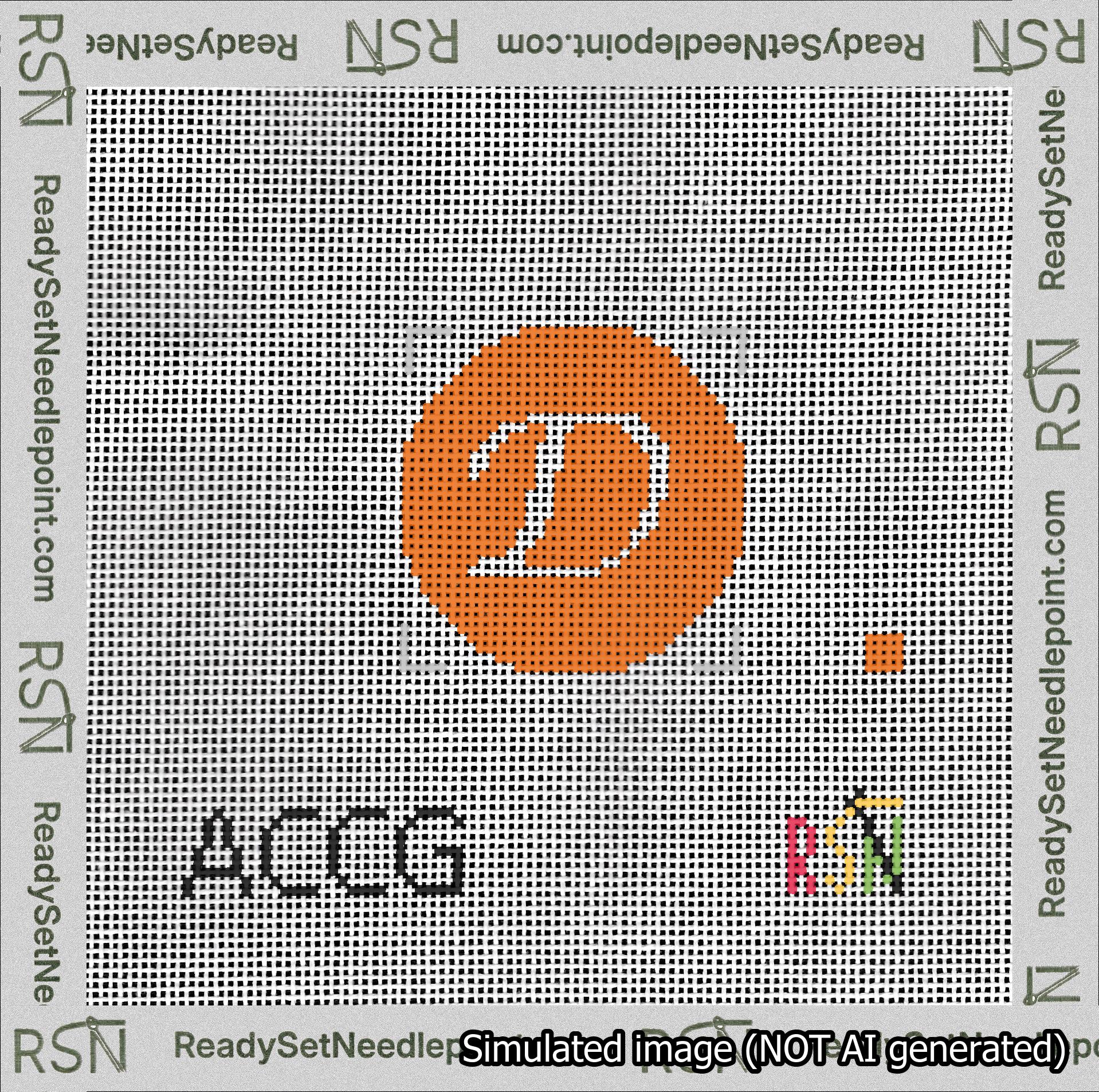 Circle Initial D Needlepoint Canvas Design