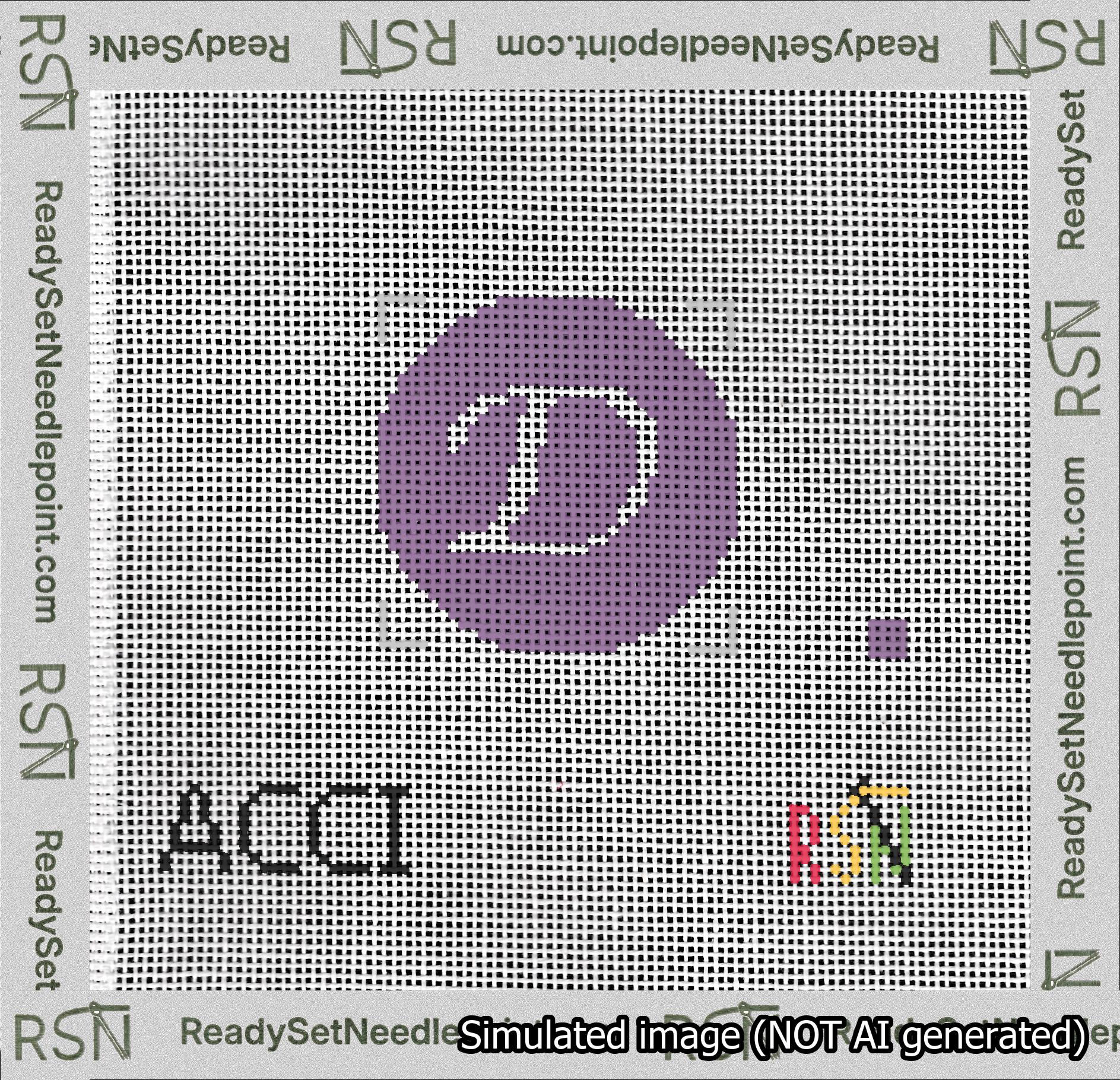 Circle Initial D Needlepoint Canvas Design