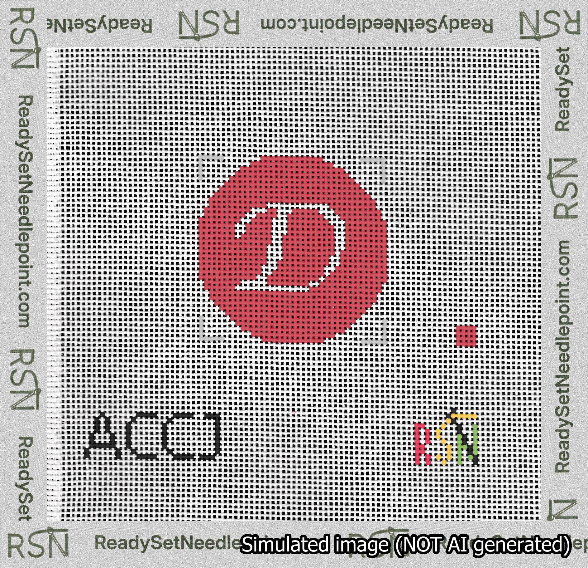 Circle Initial D Needlepoint Canvas Design