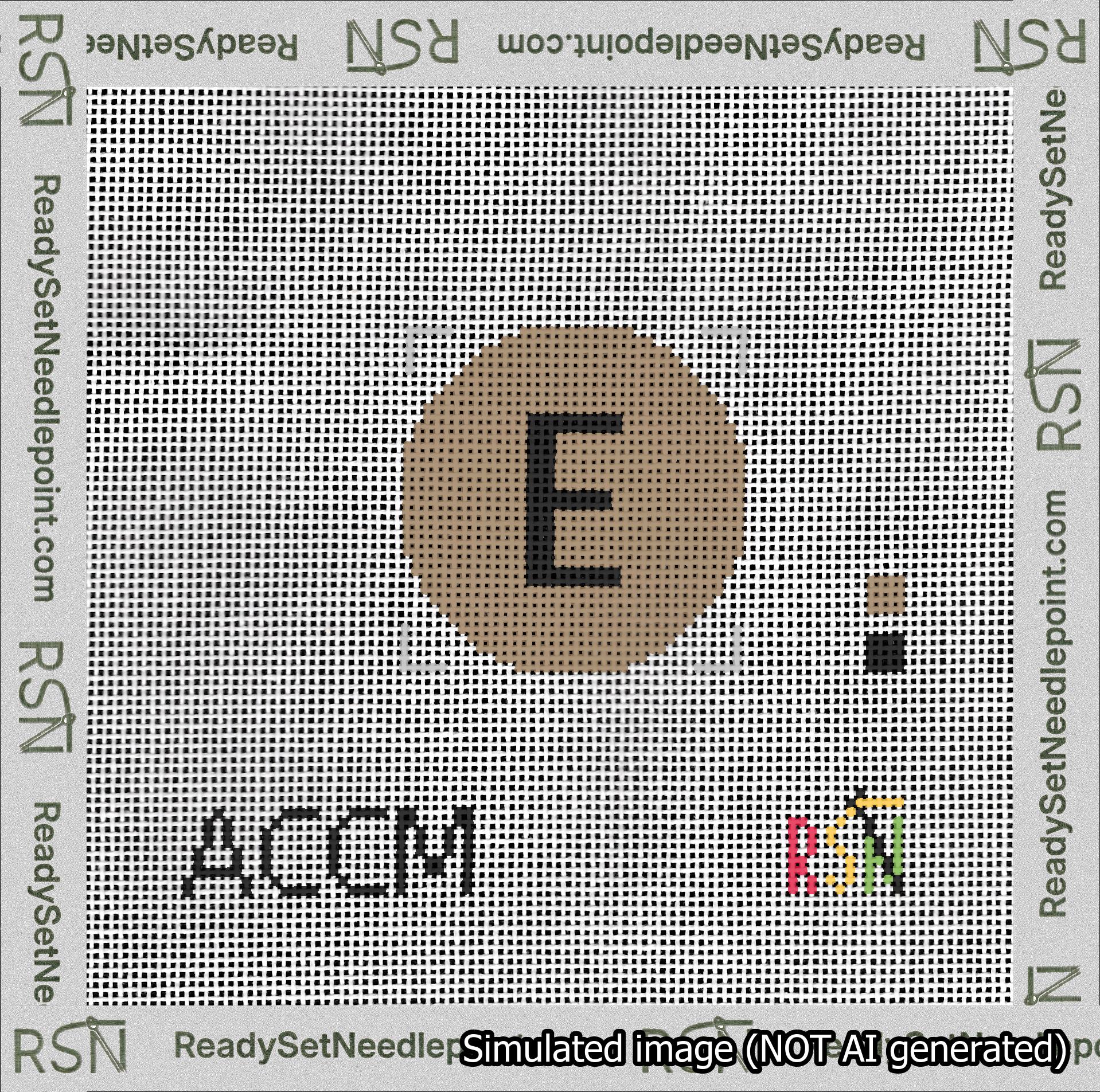 Circle Initial E Needlepoint Canvas Design