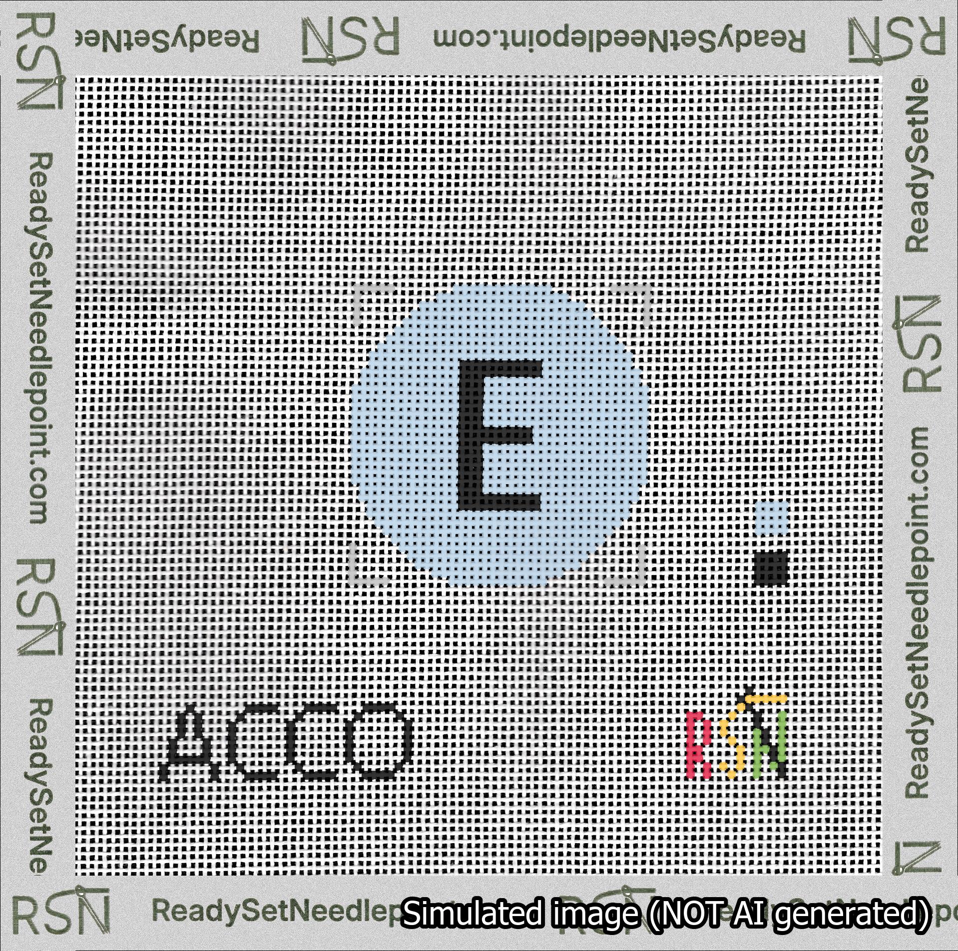 Circle Initial E Needlepoint Canvas Design