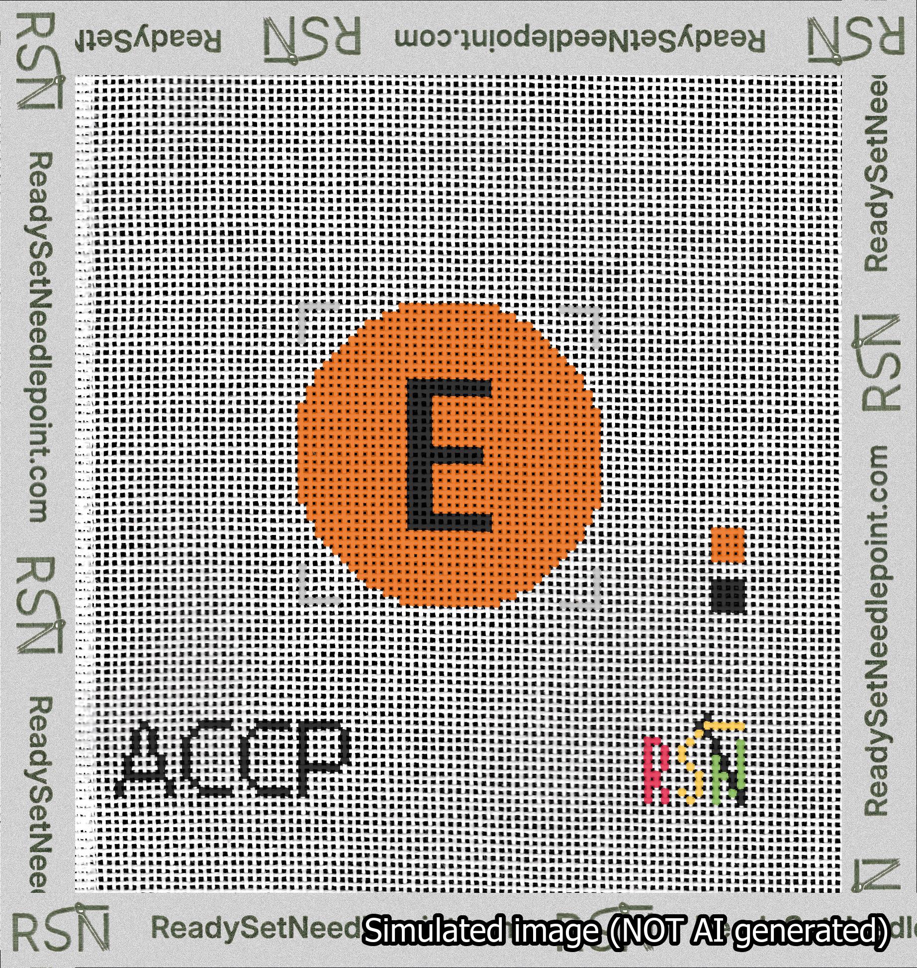 Circle Initial E Needlepoint Canvas Design