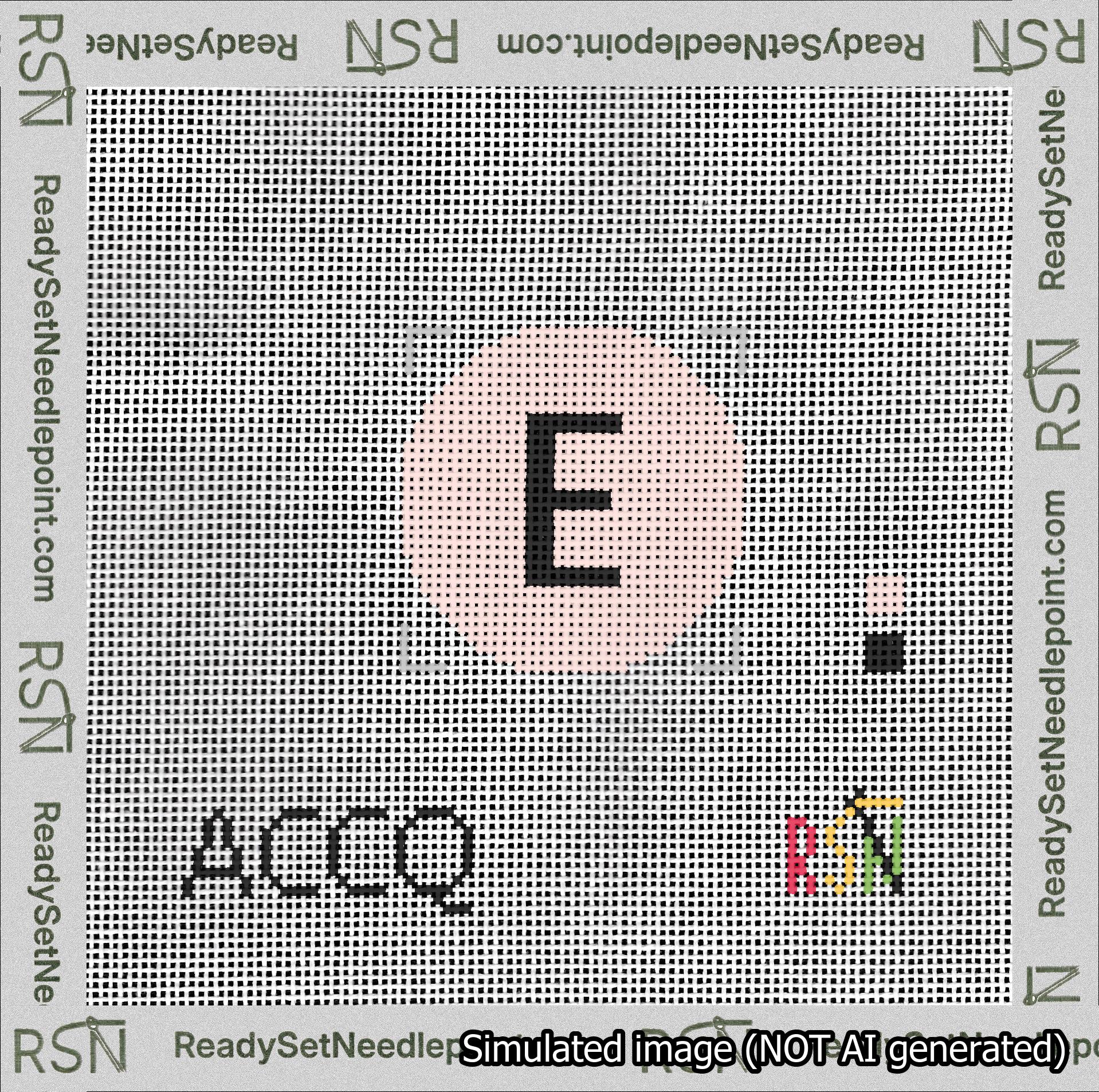 Circle Initial E Needlepoint Canvas Design