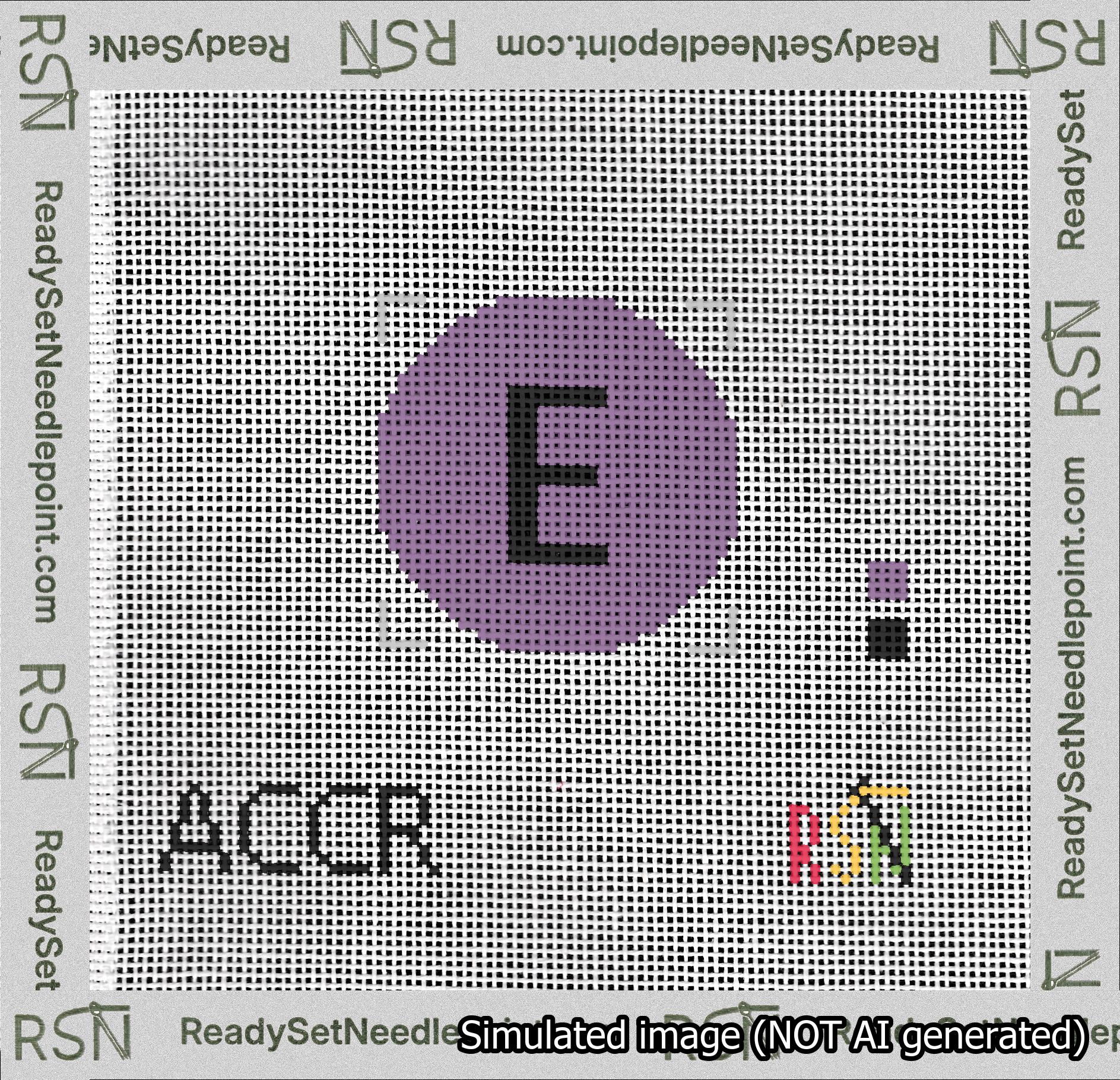 Circle Initial E Needlepoint Canvas Design