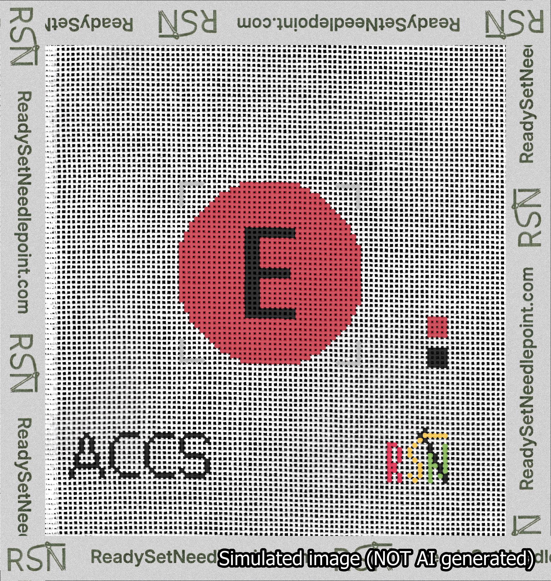 Circle Initial E Needlepoint Canvas Design