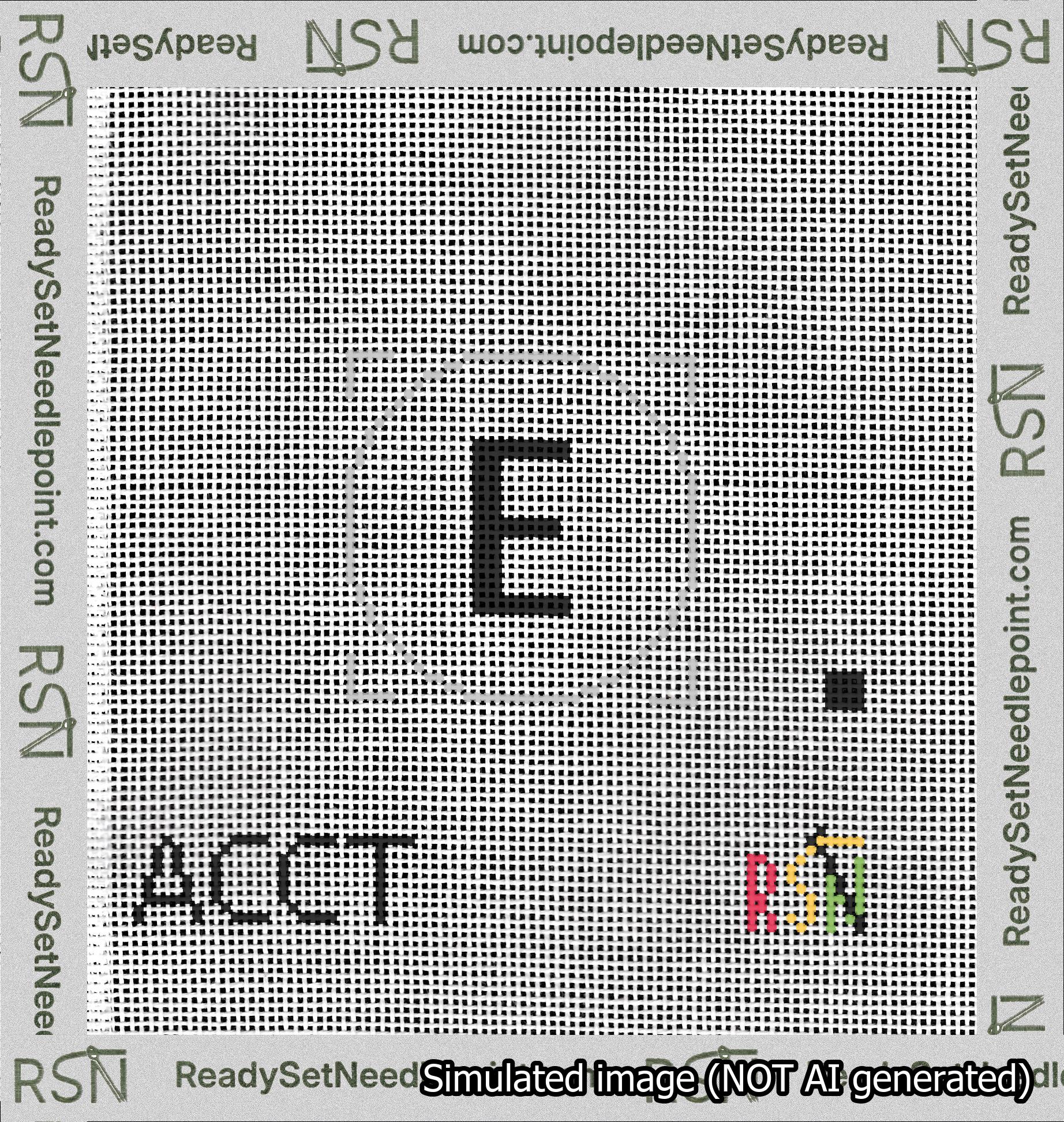 Circle Initial E Needlepoint Canvas Design