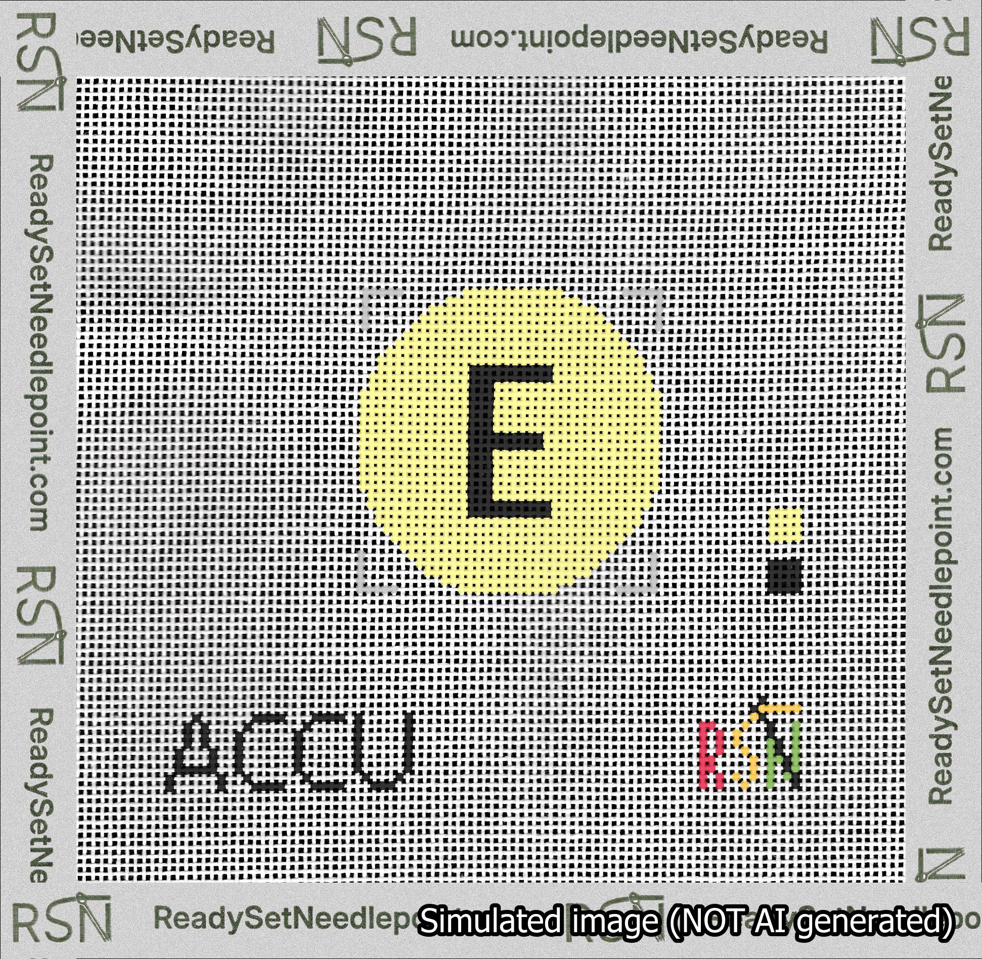 Circle Initial E Needlepoint Canvas Design
