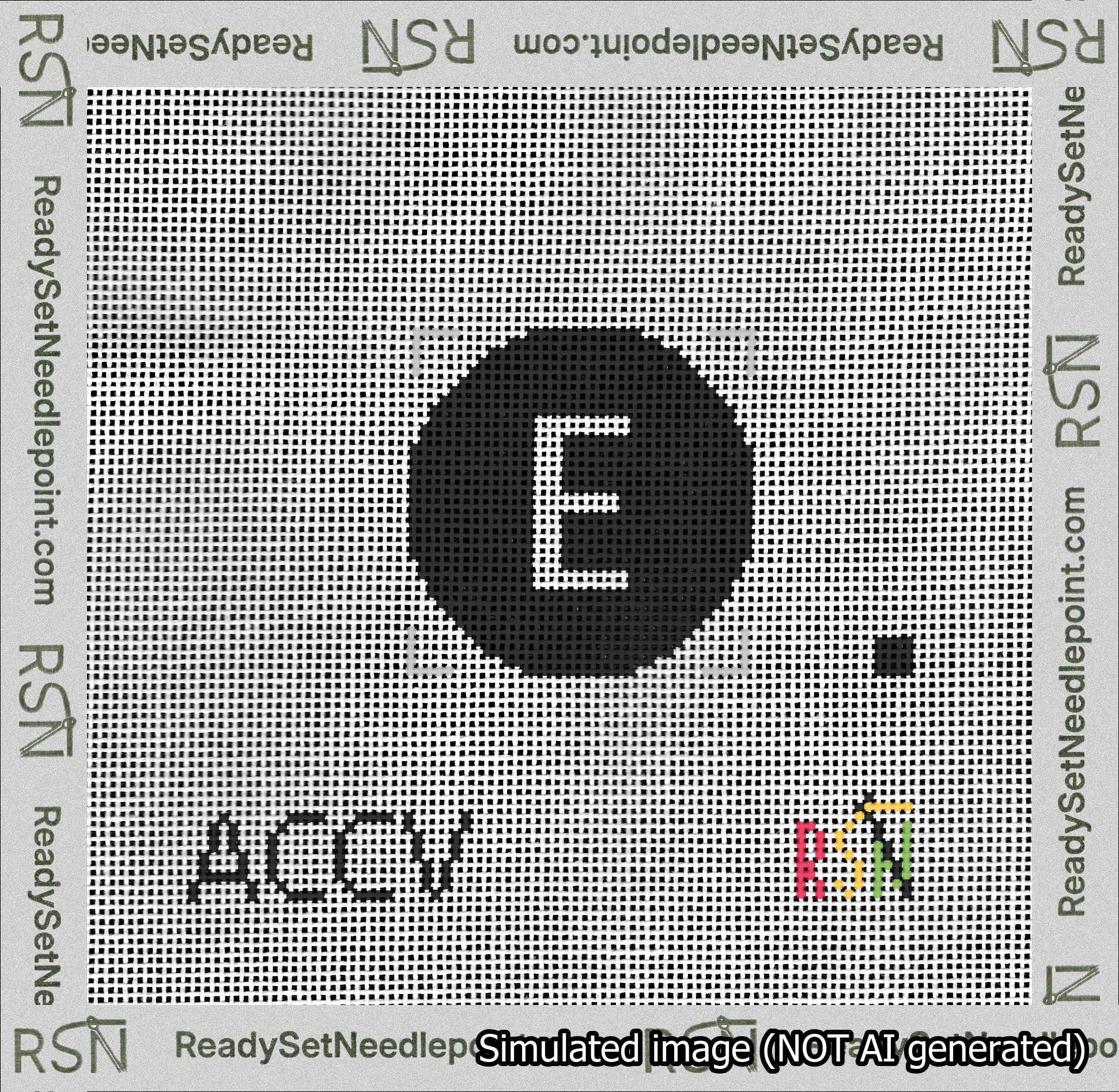 Circle Initial E Needlepoint Canvas Design