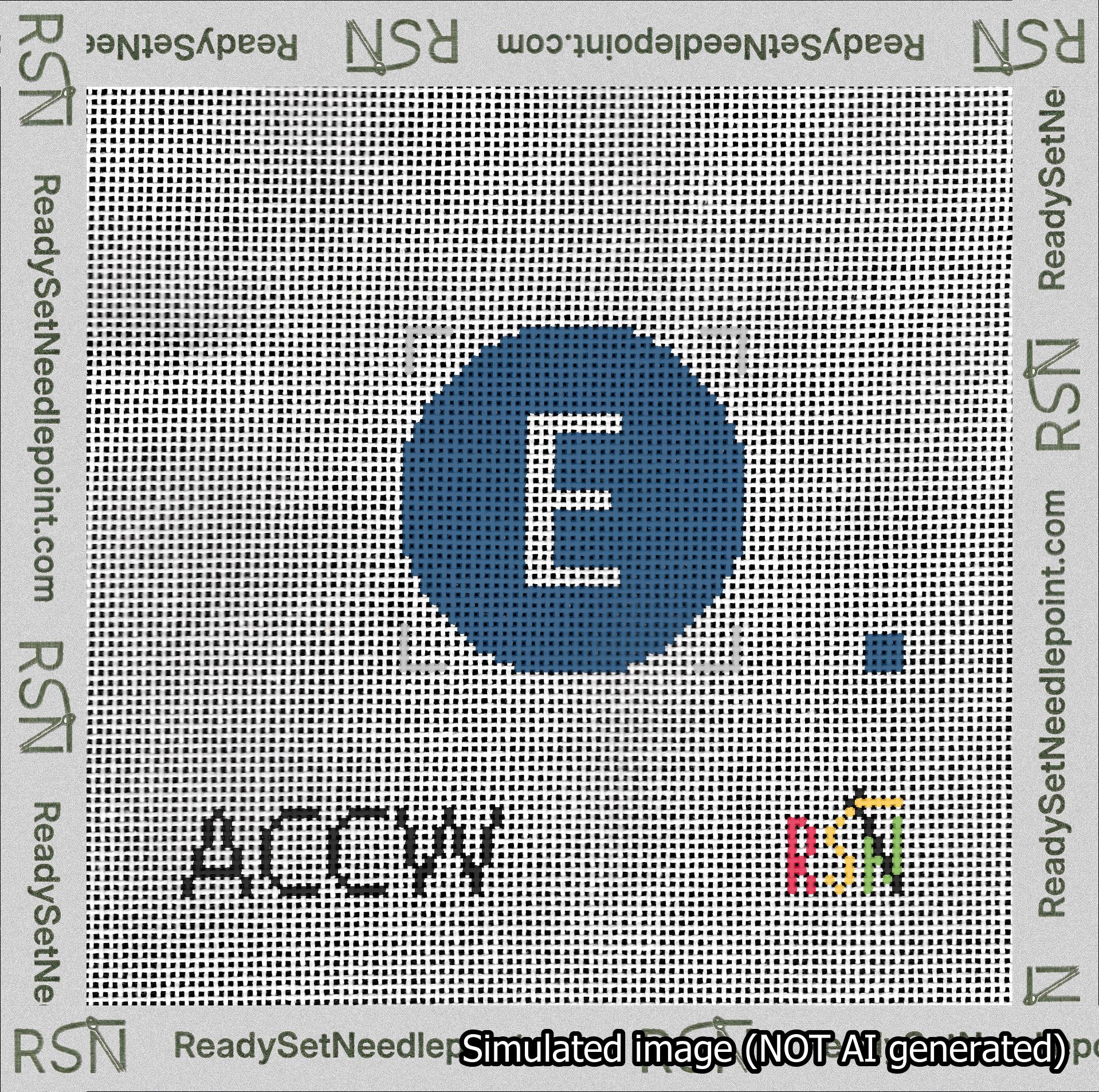 Circle Initial E Needlepoint Canvas Design
