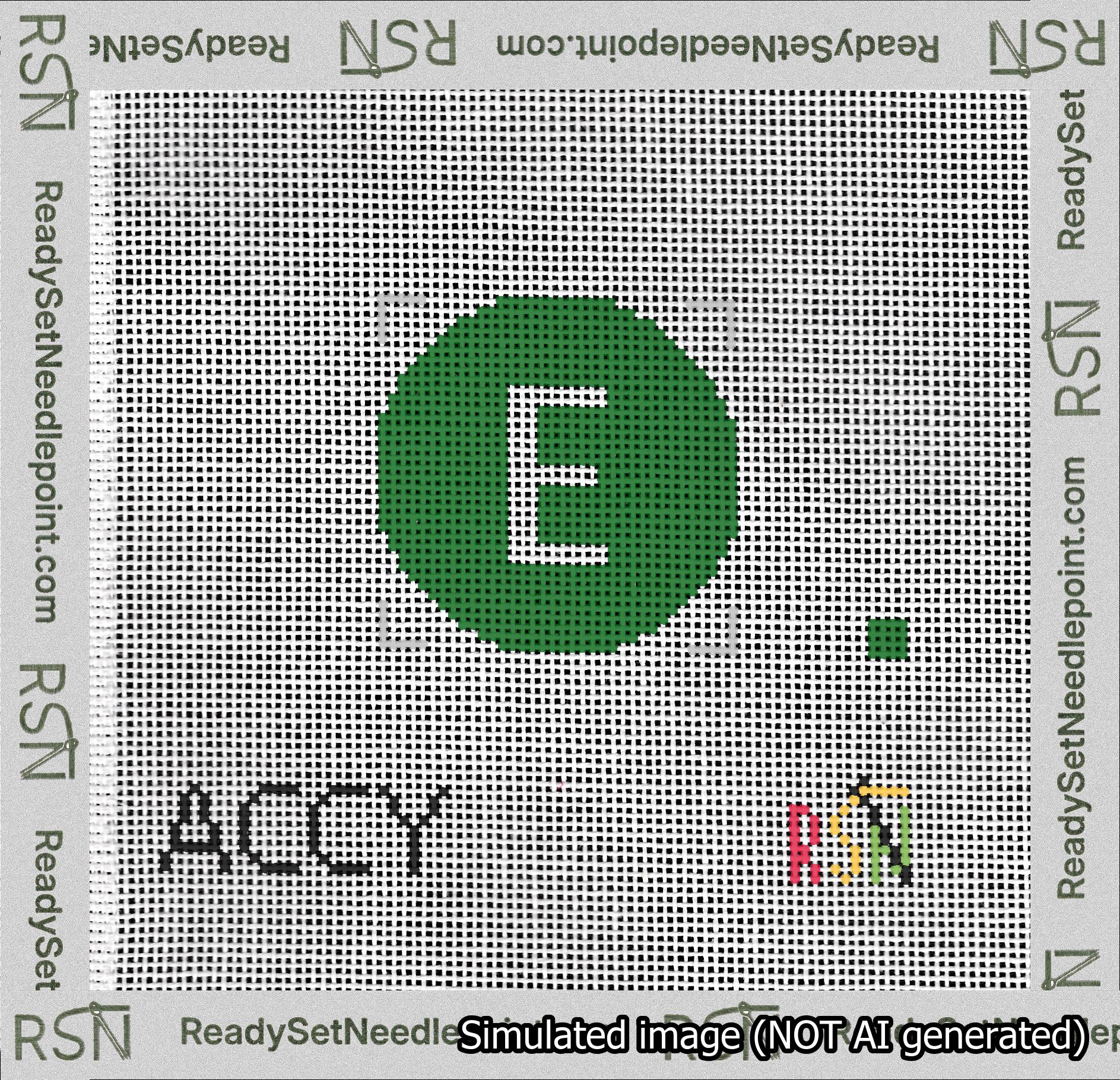 Circle Initial E Needlepoint Canvas Design
