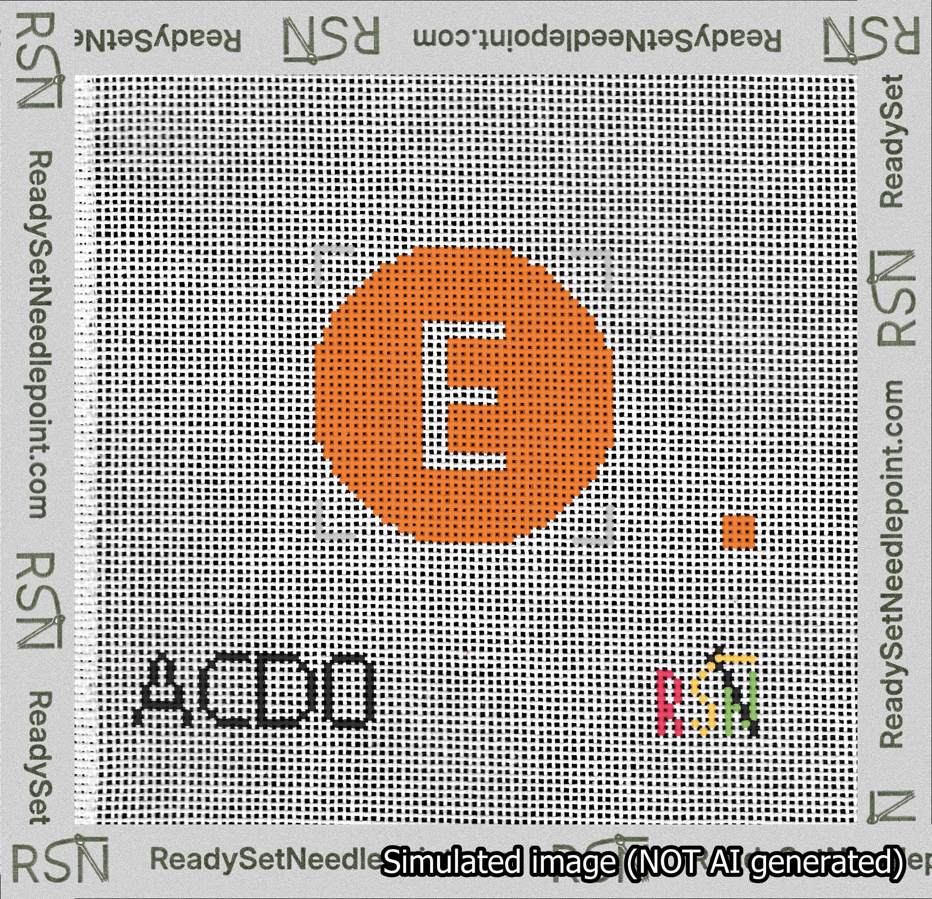 Circle Initial E Needlepoint Canvas Design