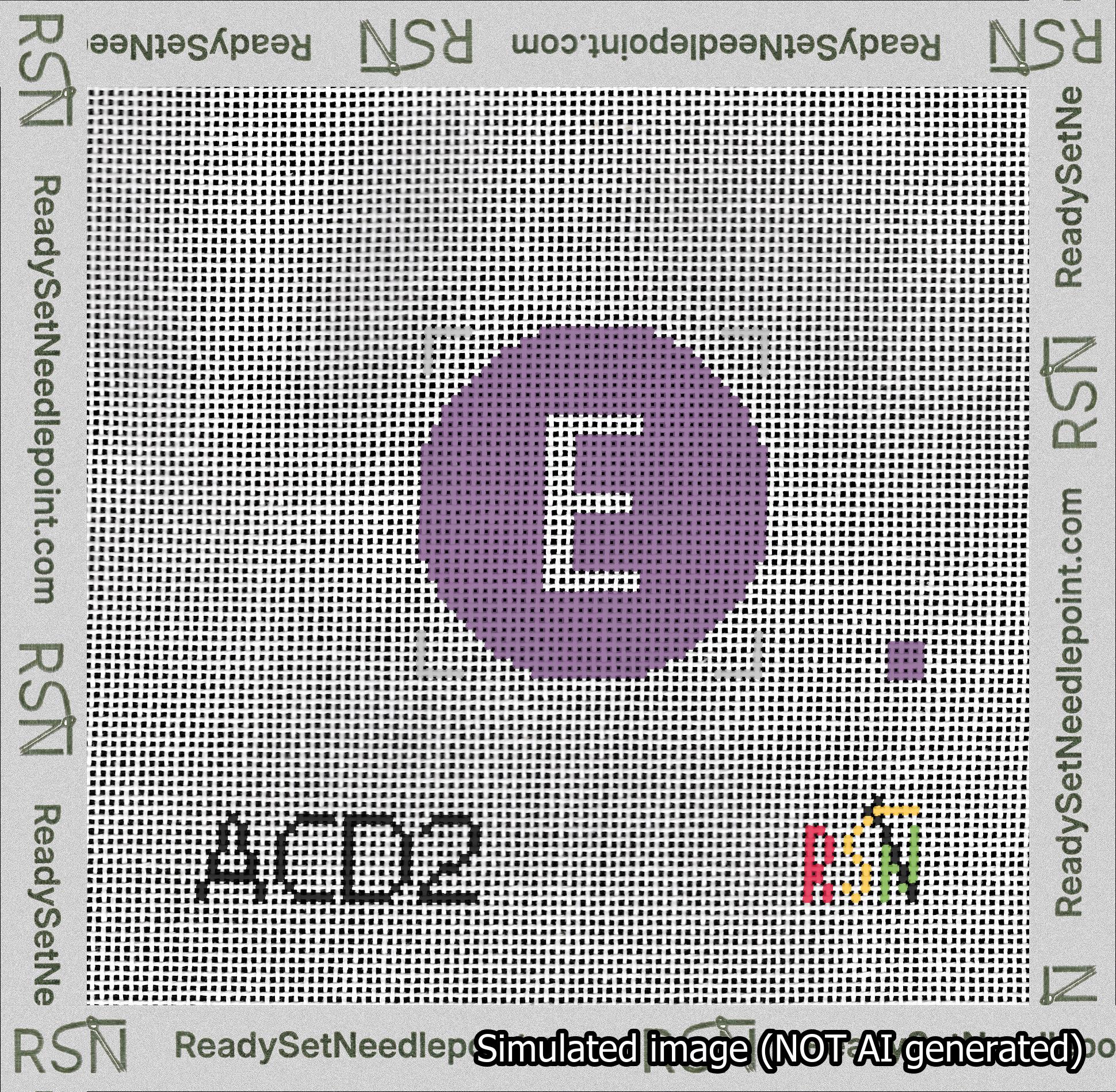 Circle Initial E Needlepoint Canvas Design